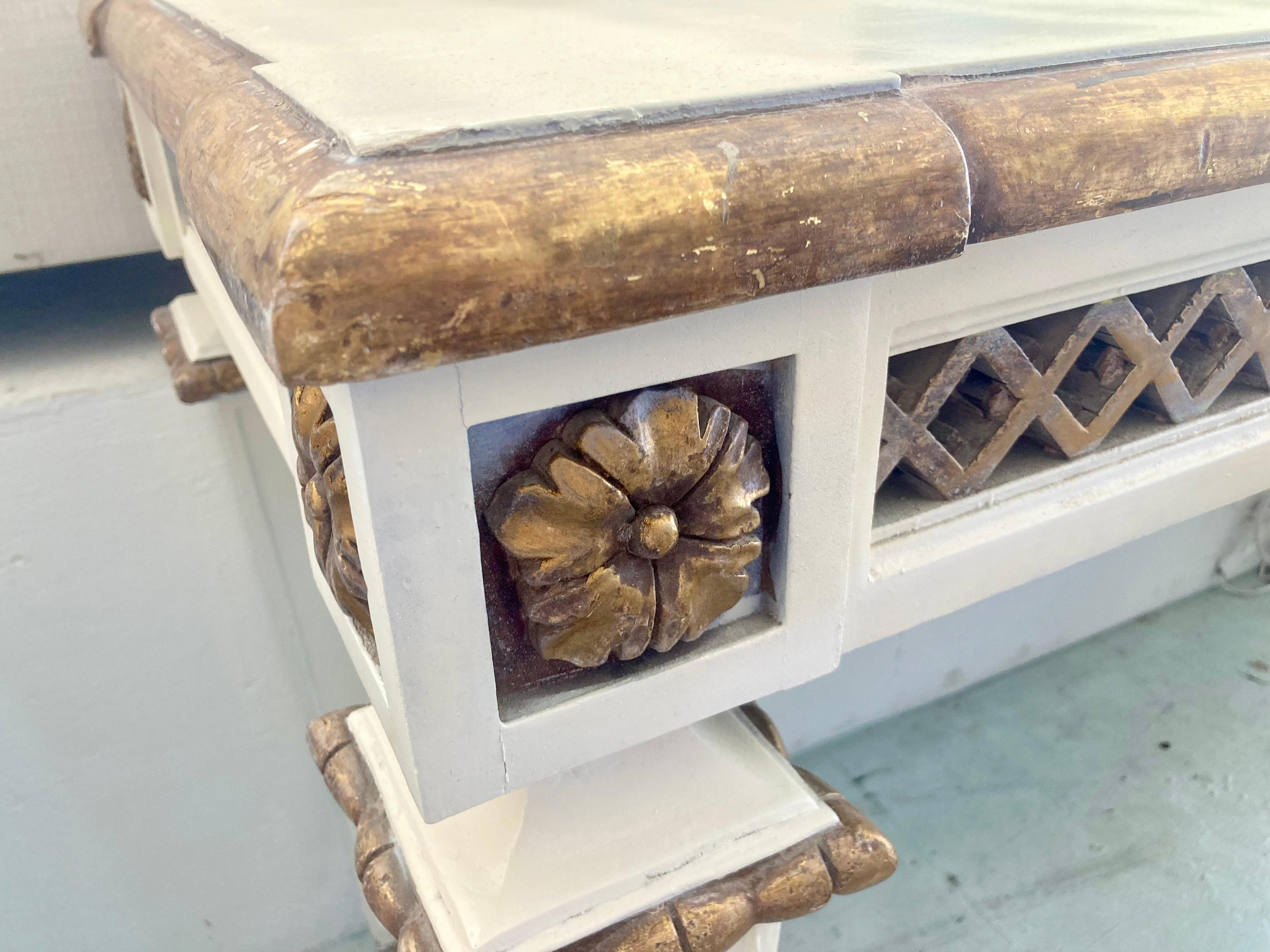 Michael Taylor Gilt and Painted Ivory French Style Console For Sale 5