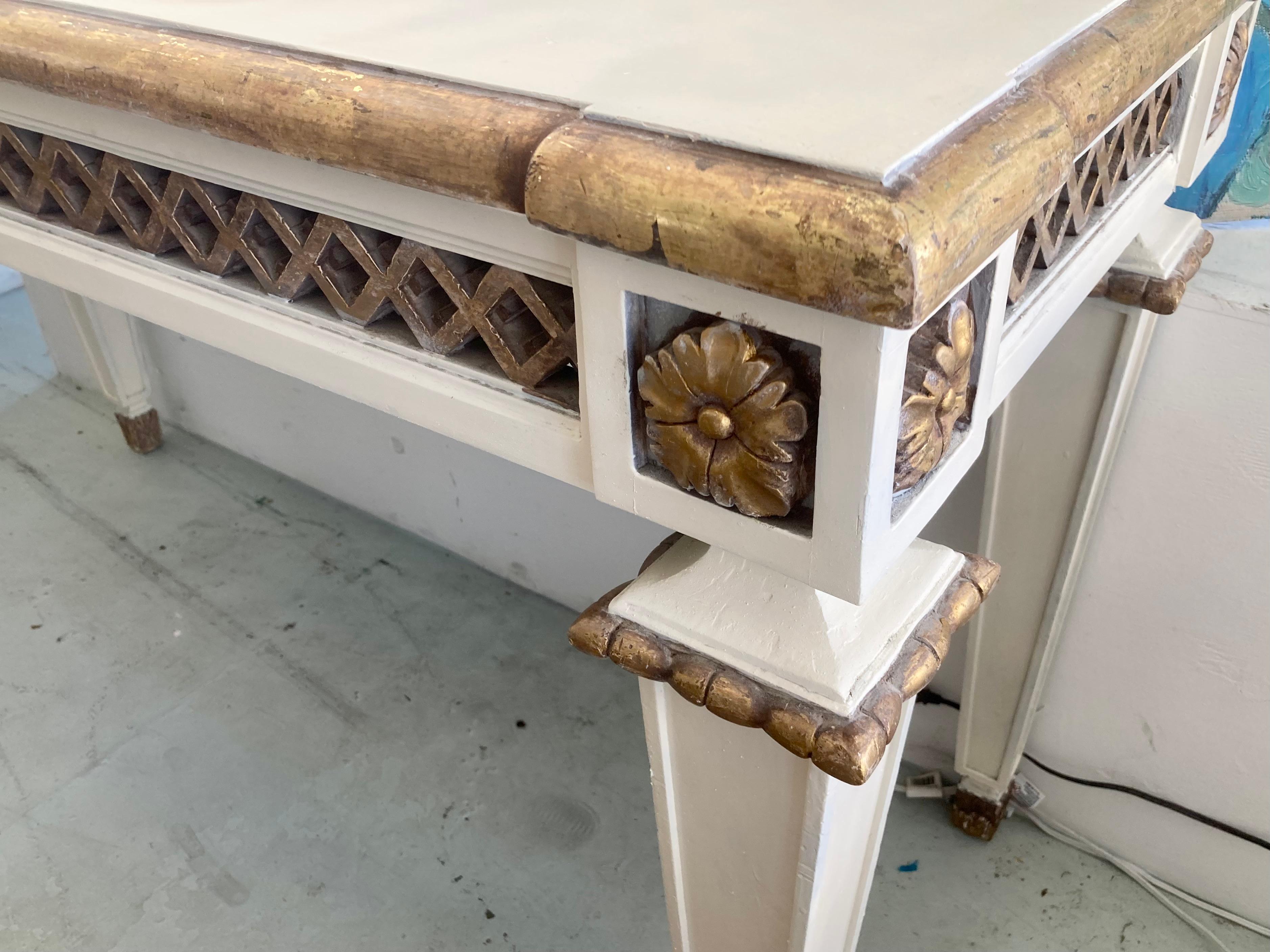 Michael Taylor Gilt and Painted Ivory French Style Console For Sale 6
