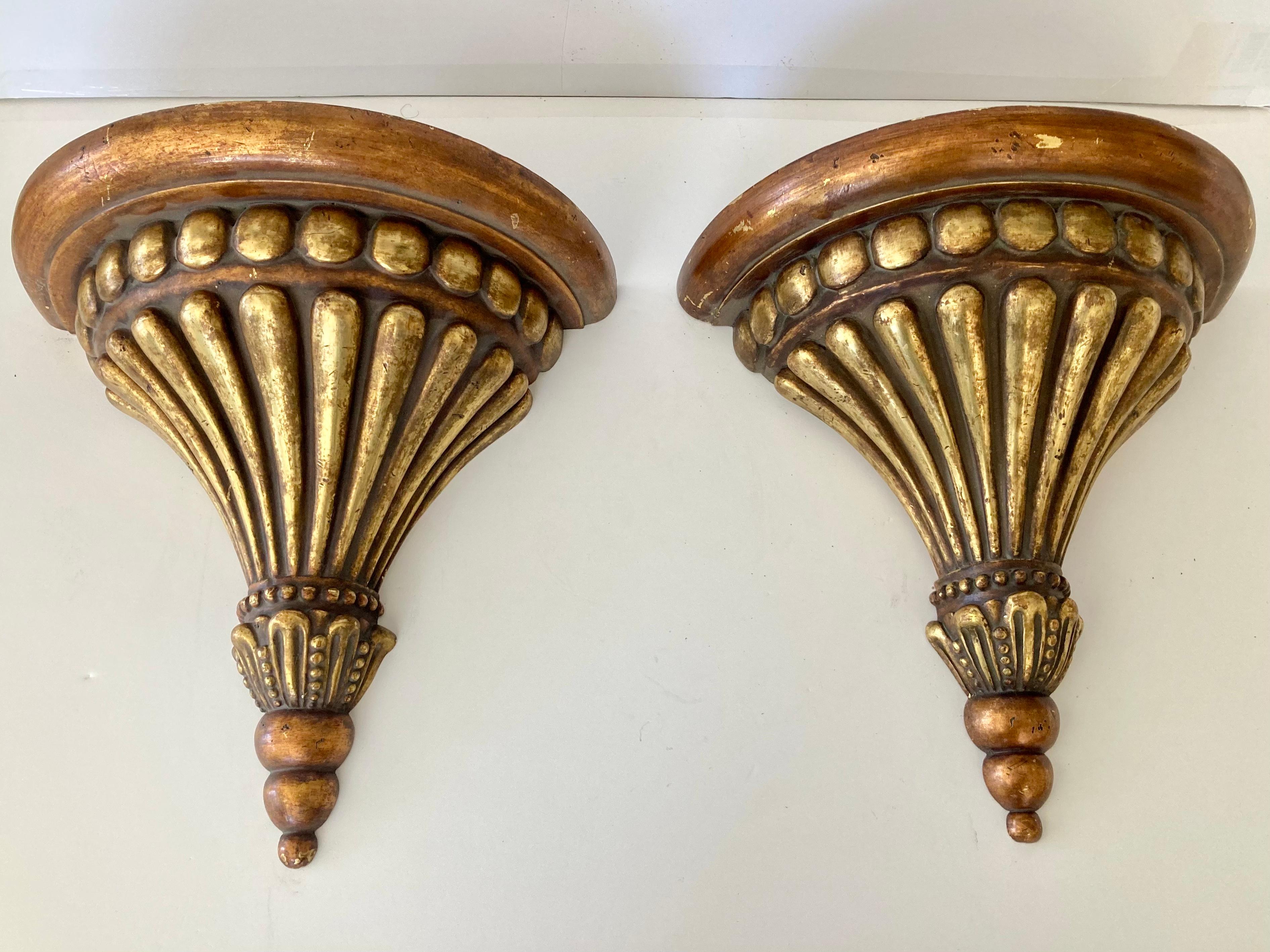 Other Michael Taylor Gilt Wall Brackets, a Pair For Sale