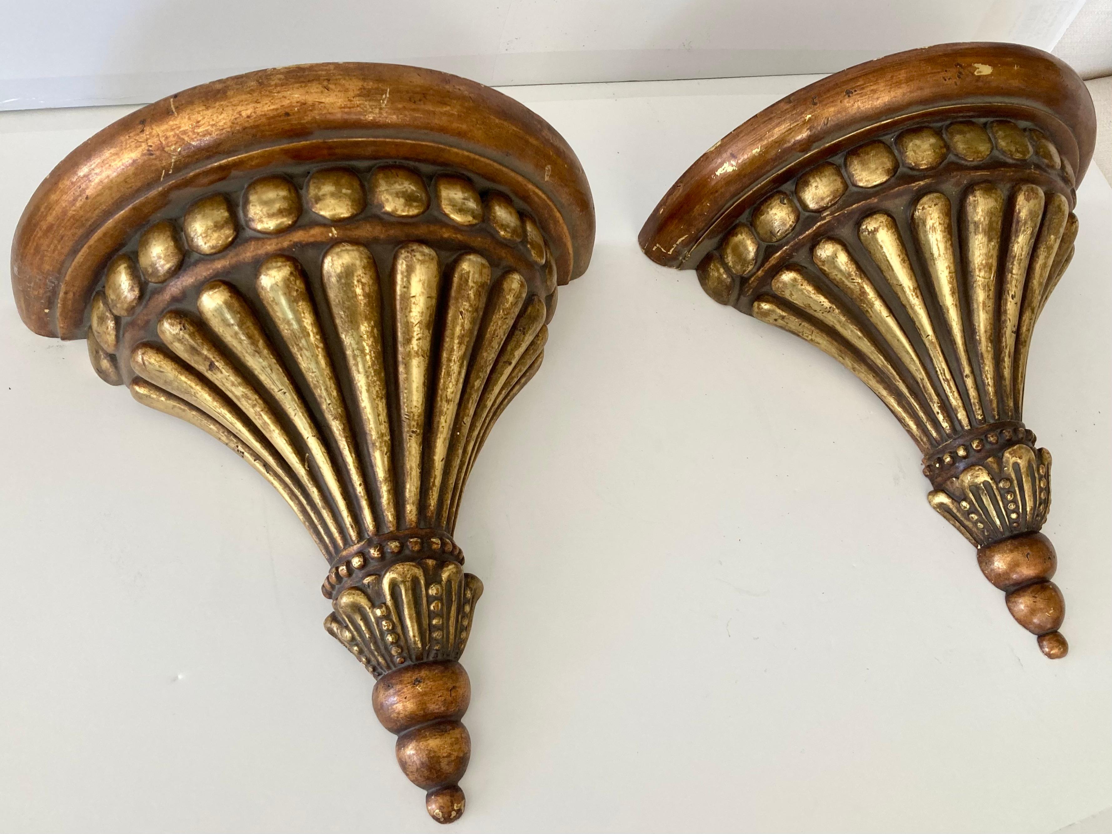 American Michael Taylor Gilt Wall Brackets, a Pair For Sale