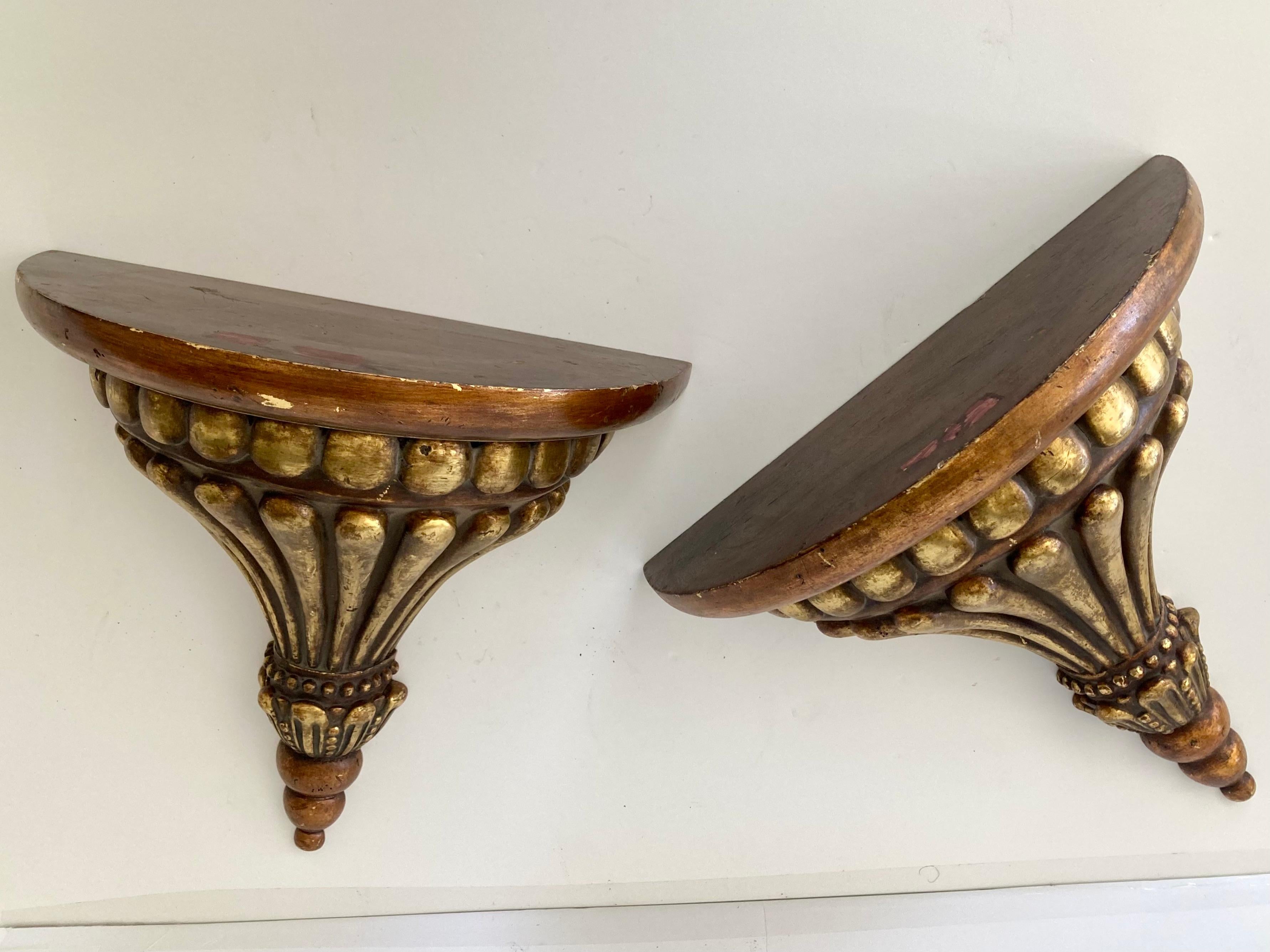 Late 20th Century Michael Taylor Gilt Wall Brackets, a Pair For Sale