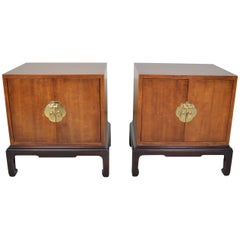 Retro Michael Taylor HENREDON Pan Asian Chinoiserie Nightstands Bedside Cabinets