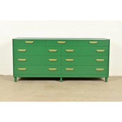 Michael Taylor Hollywood Regency Campaign Nine-Drawer Dresser, Newly Refinished