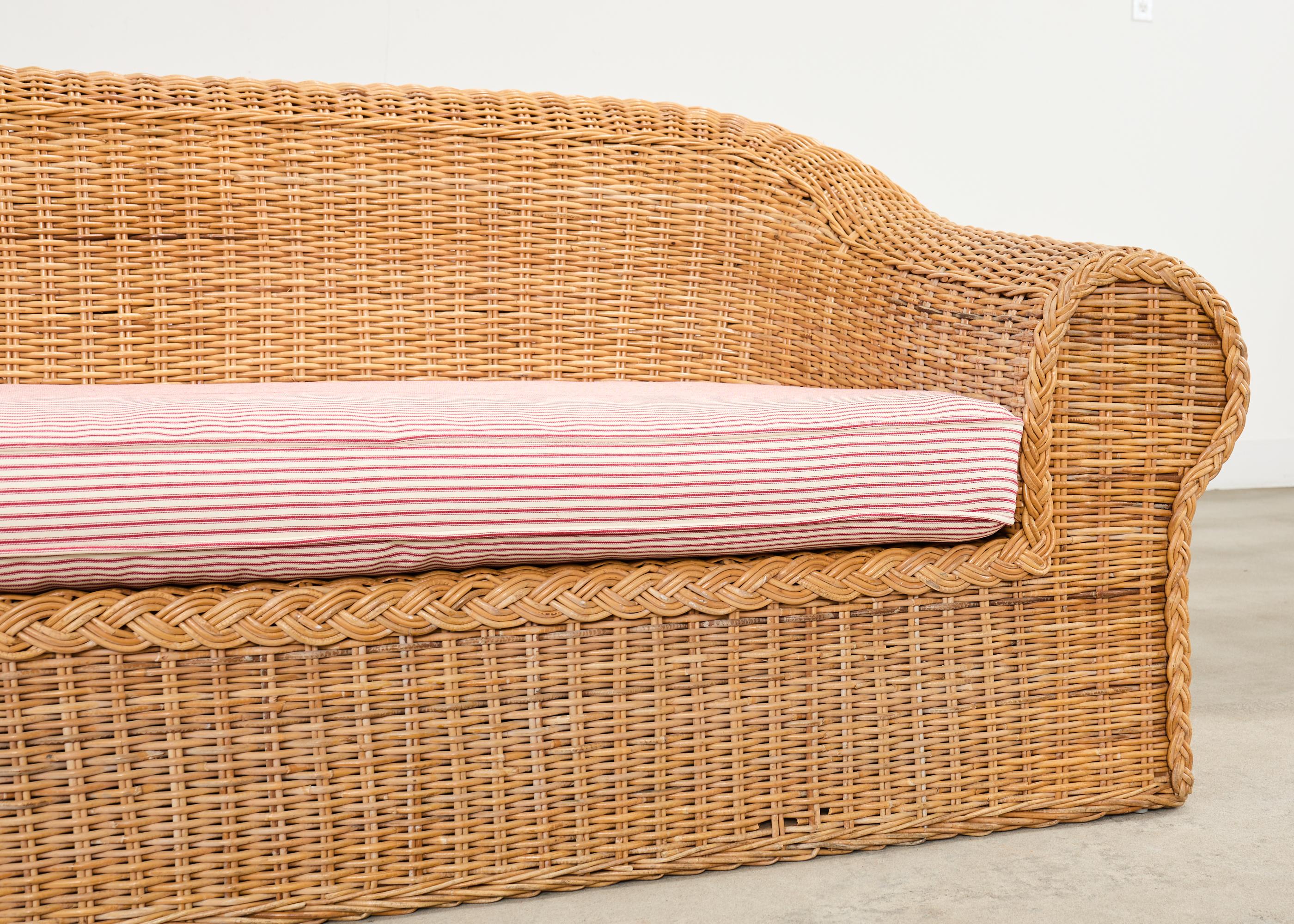 Michael Taylor Inspired Rattan Wicker Sofa by Wicker Works For Sale 3