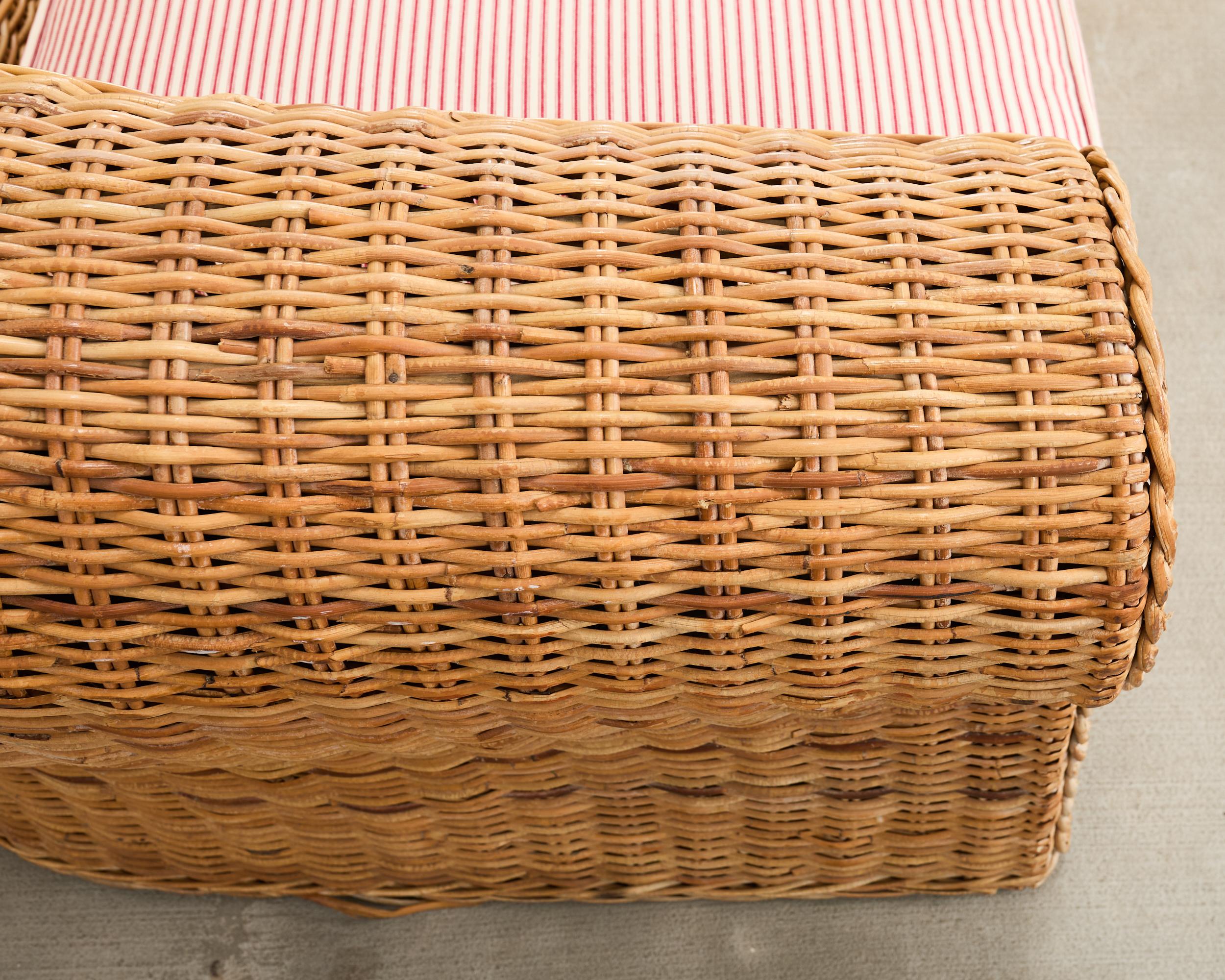 Michael Taylor Inspired Rattan Wicker Sofa by Wicker Works For Sale 4