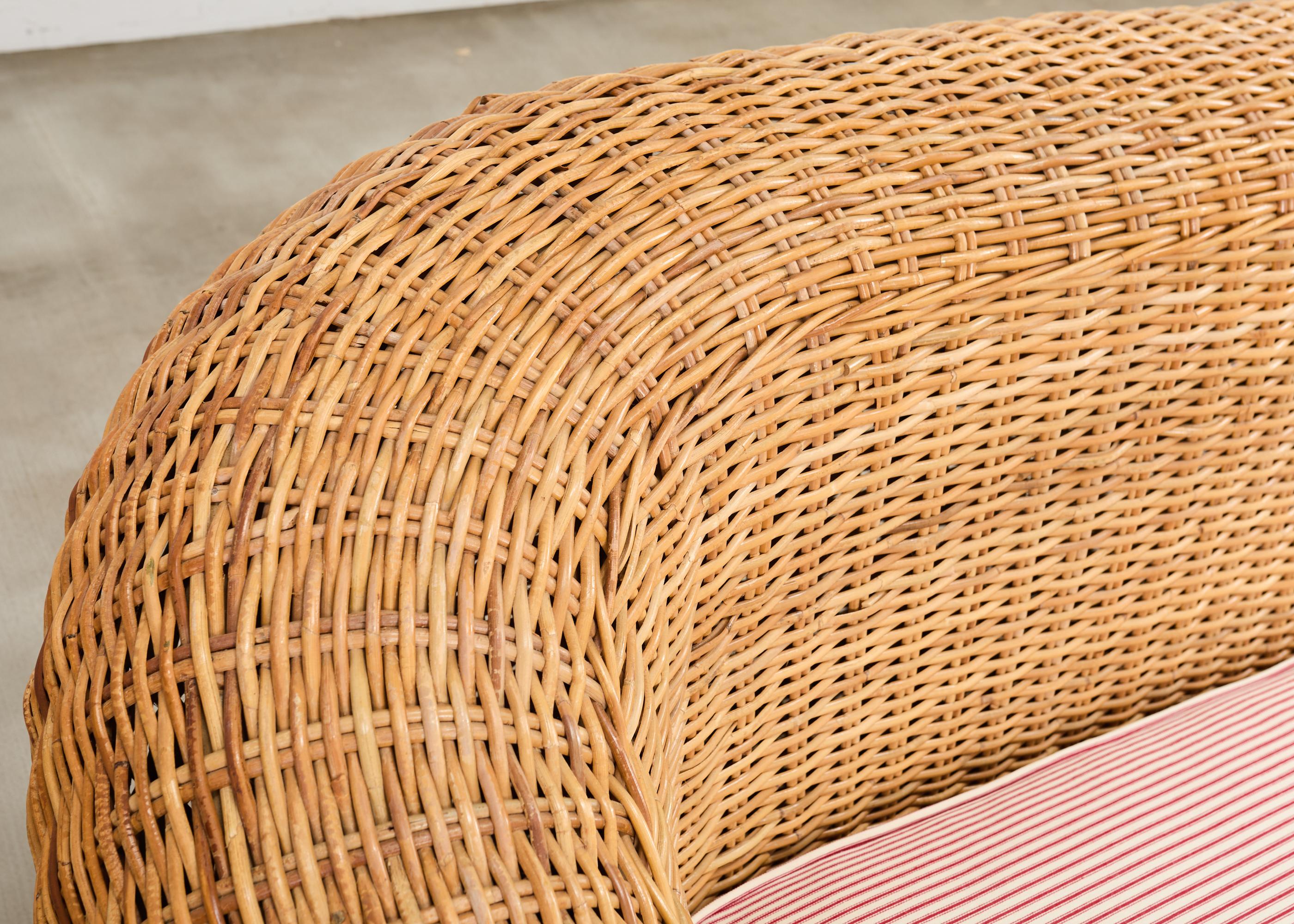 Michael Taylor Inspired Rattan Wicker Sofa by Wicker Works For Sale 5