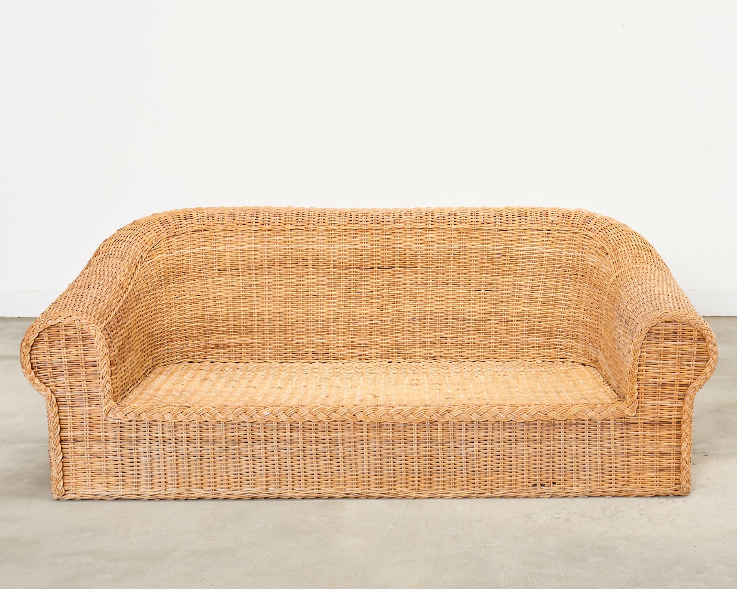 Michael Taylor Inspired Rattan Wicker Sofa by Wicker Works For Sale 6