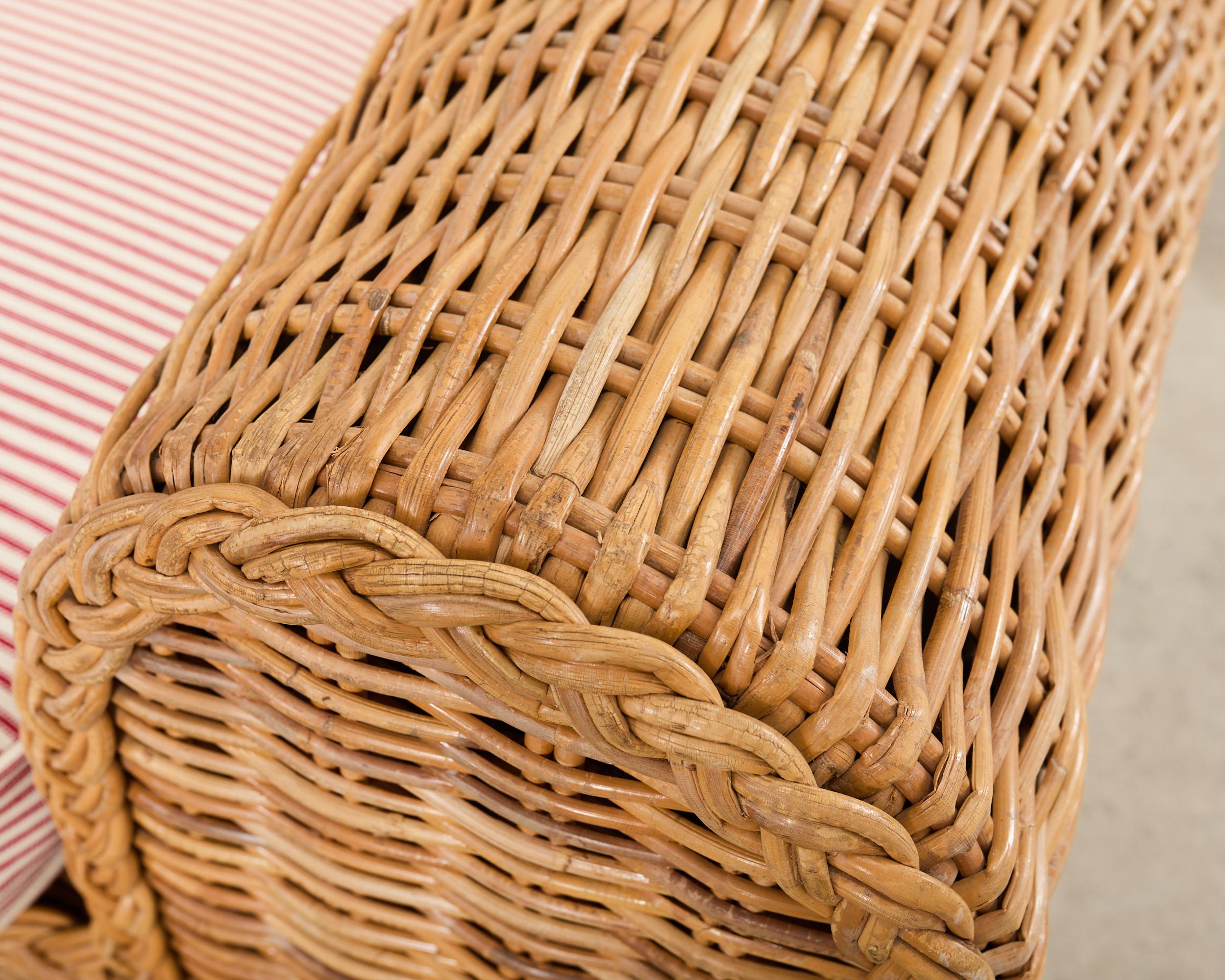 Michael Taylor Inspired Rattan Wicker Sofa by Wicker Works For Sale 7