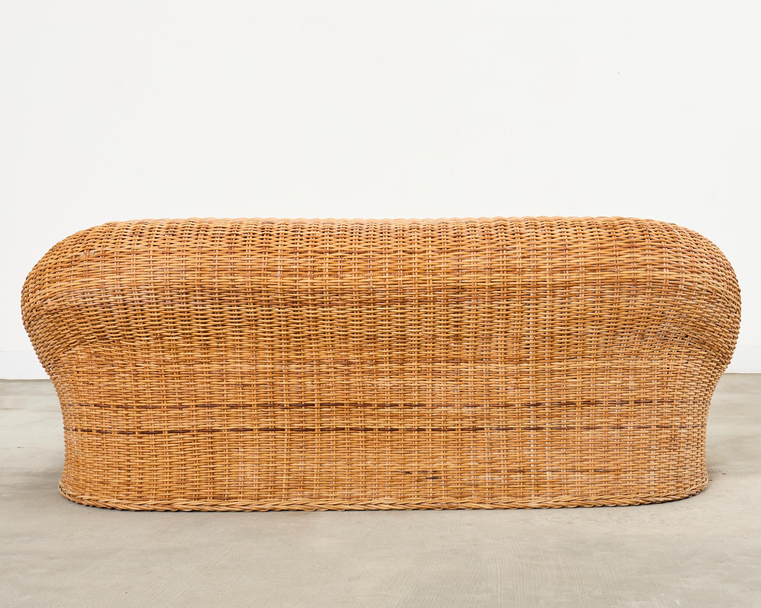 Michael Taylor Inspired Rattan Wicker Sofa by Wicker Works For Sale 8