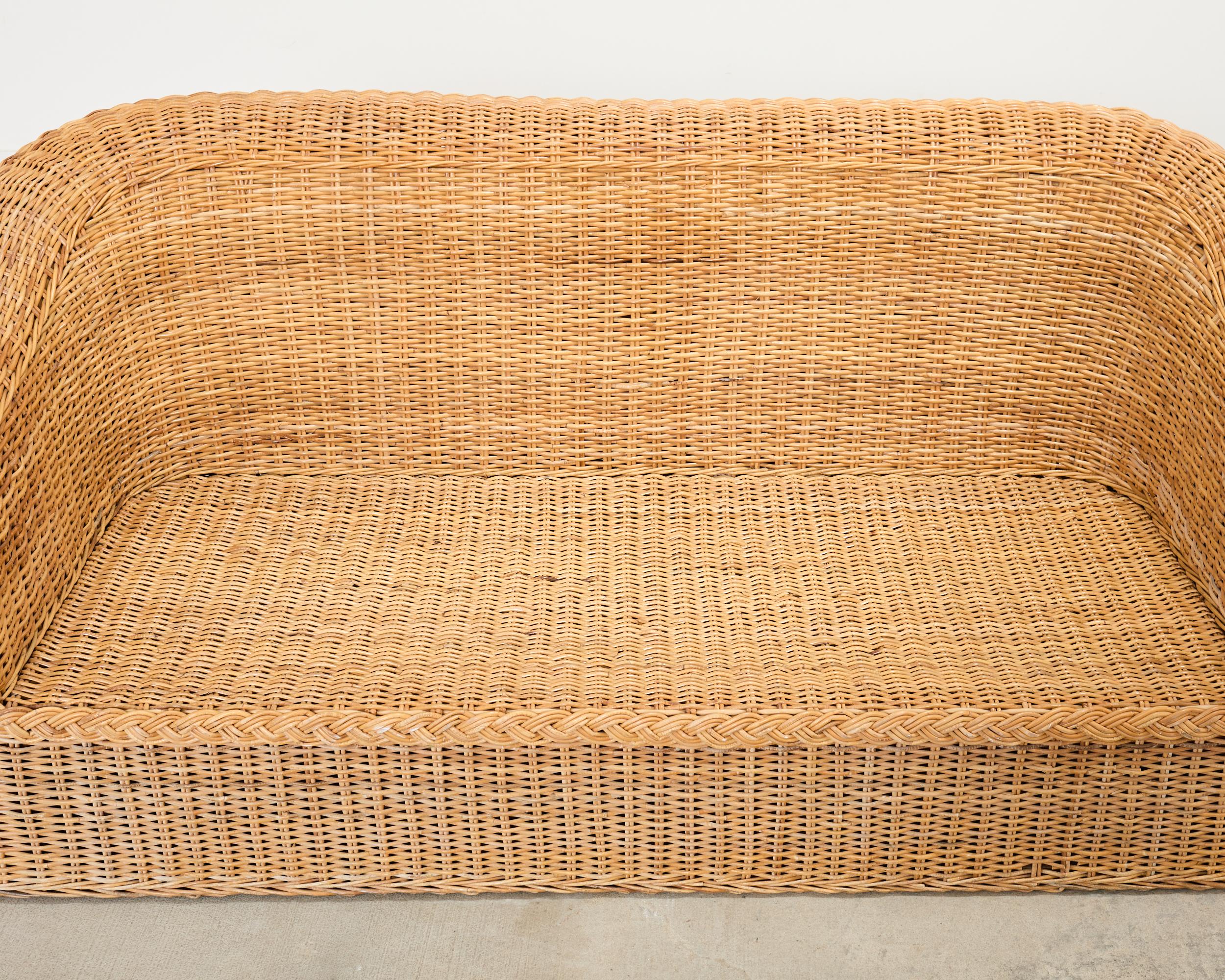 Michael Taylor Inspired Rattan Wicker Sofa by Wicker Works For Sale 9