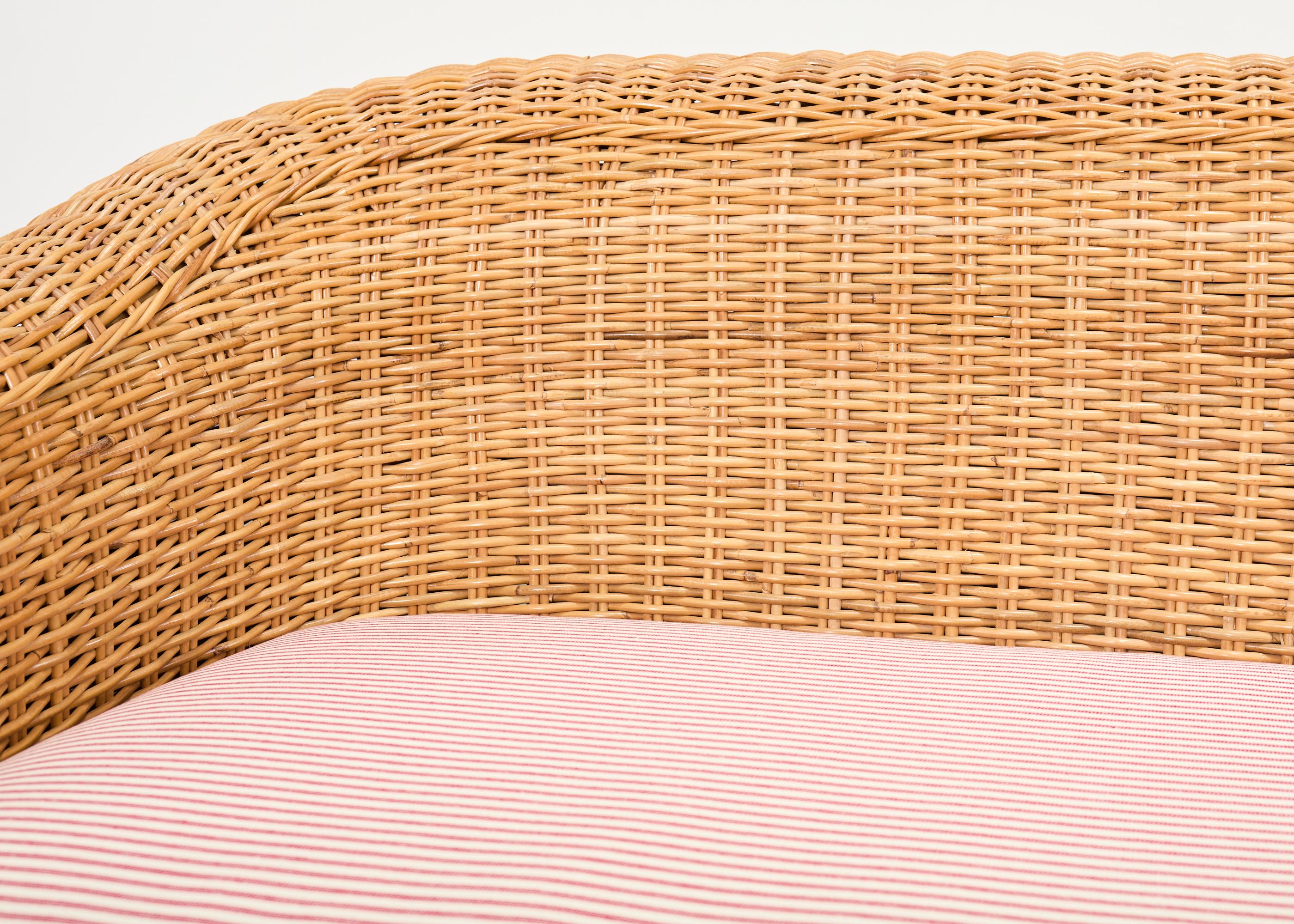 Michael Taylor Inspired Rattan Wicker Sofa by Wicker Works For Sale 10