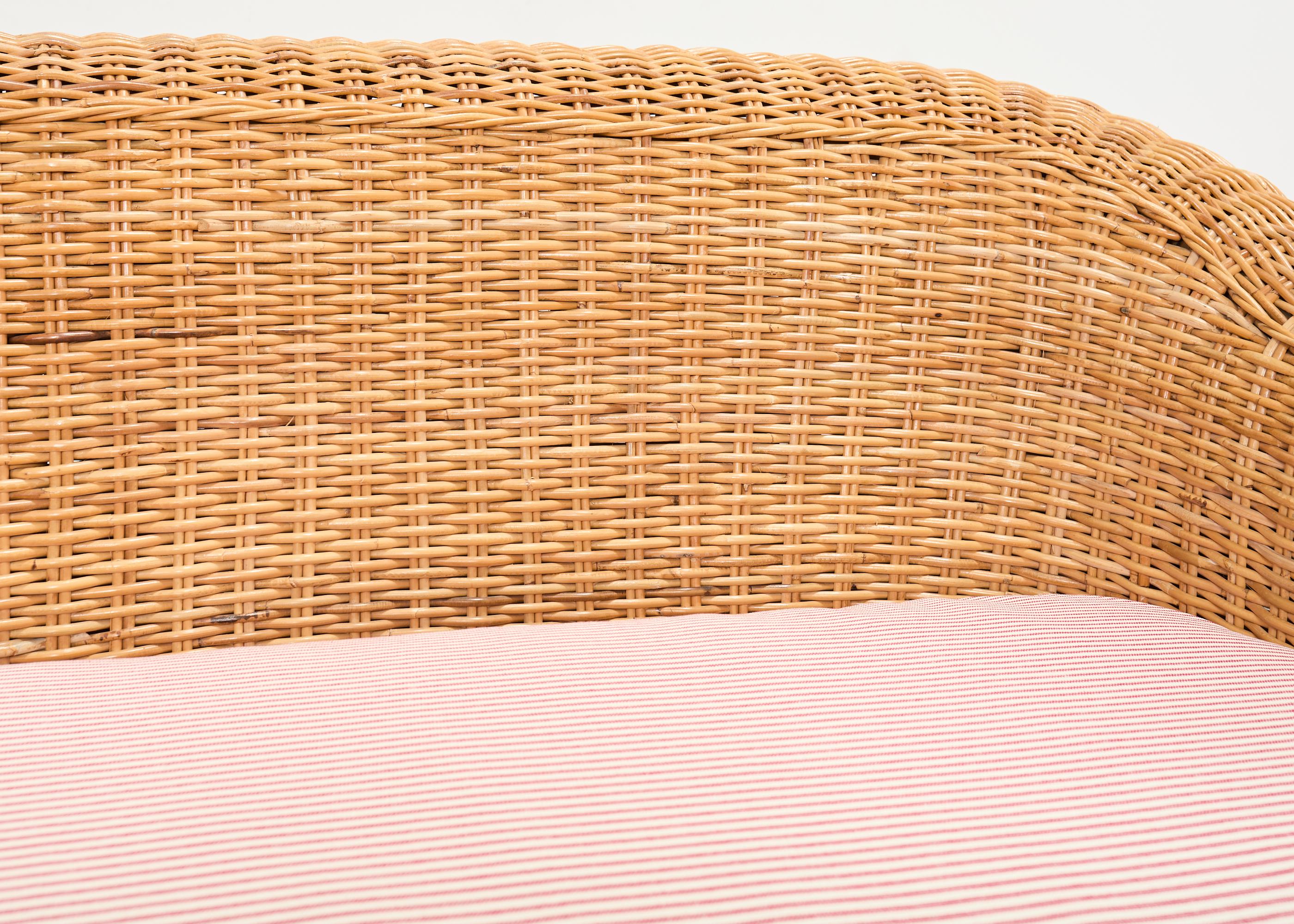 Michael Taylor Inspired Rattan Wicker Sofa by Wicker Works For Sale 11