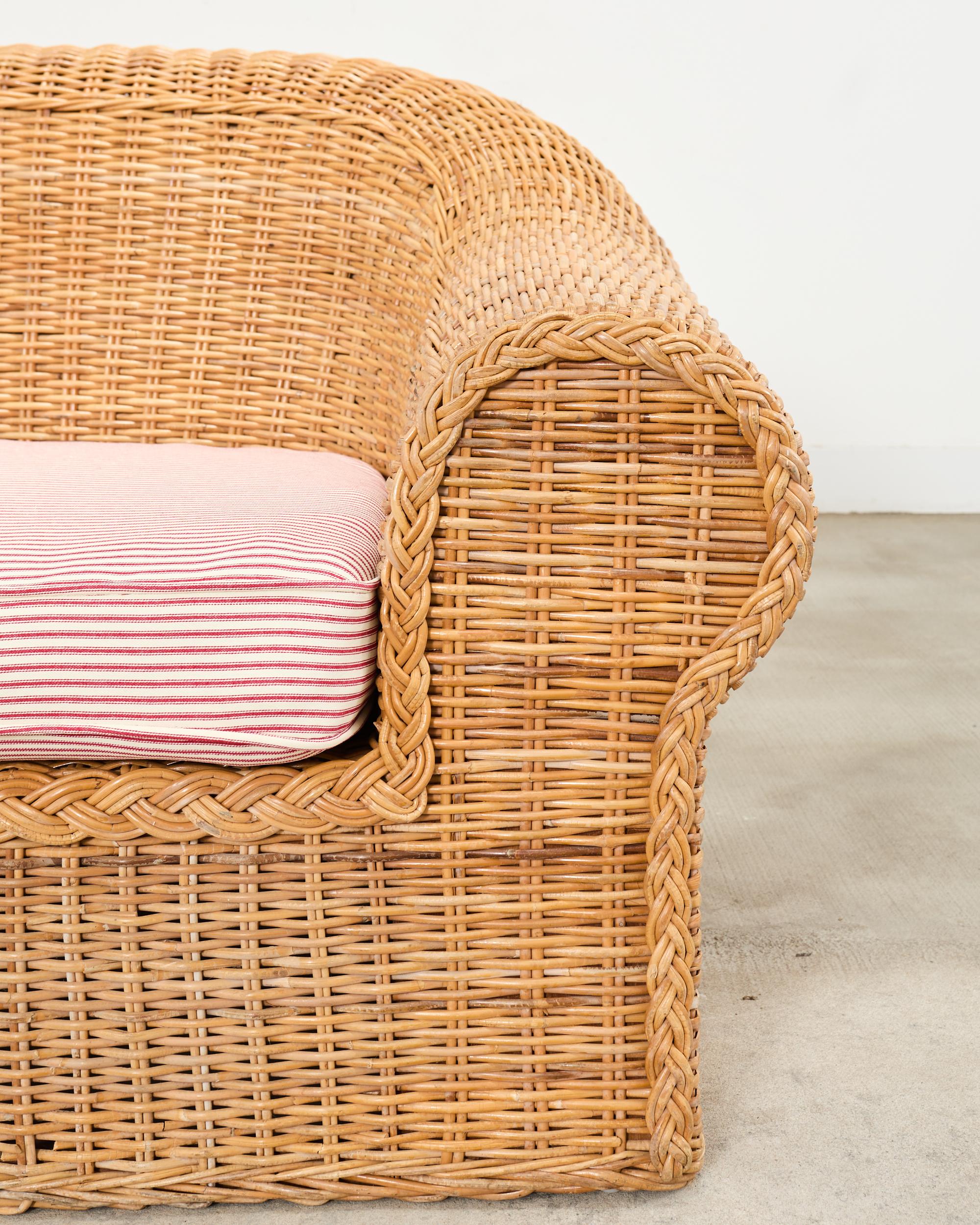 Michael Taylor Inspired Rattan Wicker Sofa by Wicker Works For Sale 13