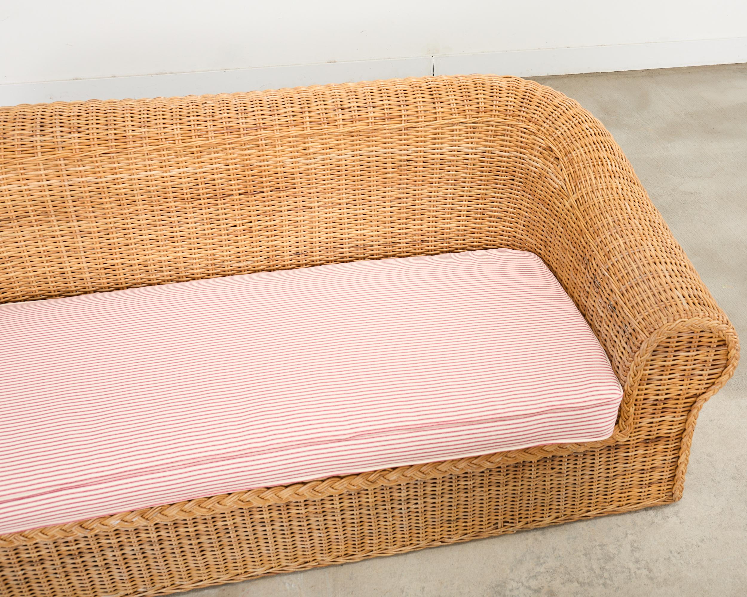 Michael Taylor Inspired Rattan Wicker Sofa by Wicker Works For Sale 1