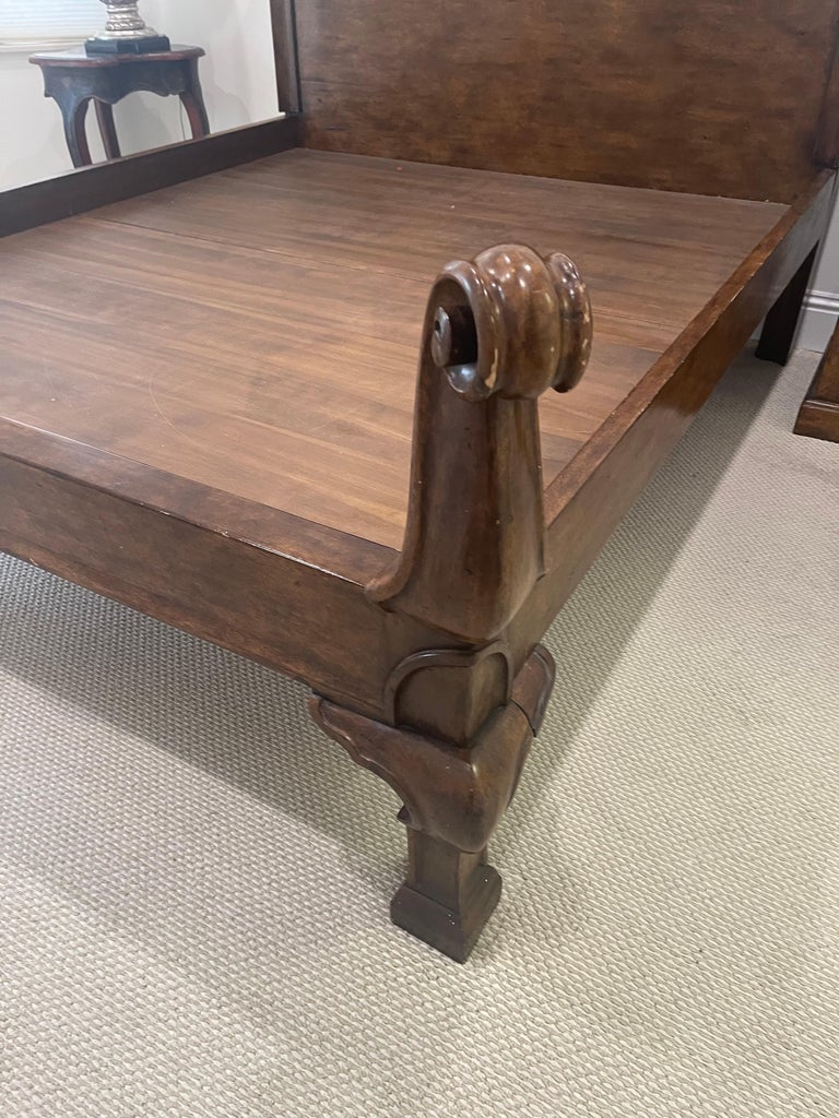 This king size bed is quite an eye catcher. It’s very sturdy. The rails that support the sheets of wood are dovetailed and fit nicely like a puzzle. The bed is 85” wide at the footboard and 38” high at footboard. The headboard is 66.5 high. The