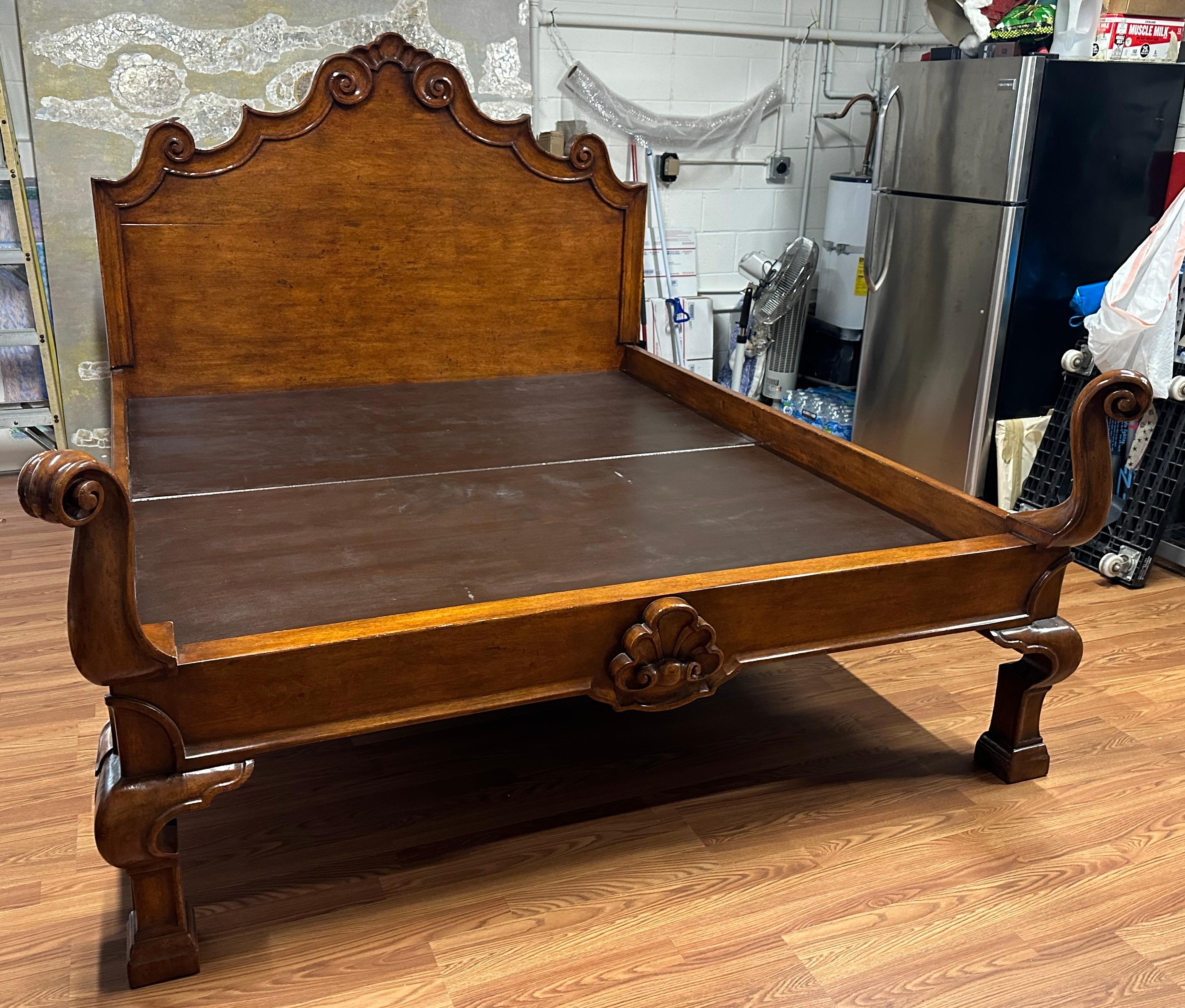 American Michael Taylor Italian Carved Bed For Sale