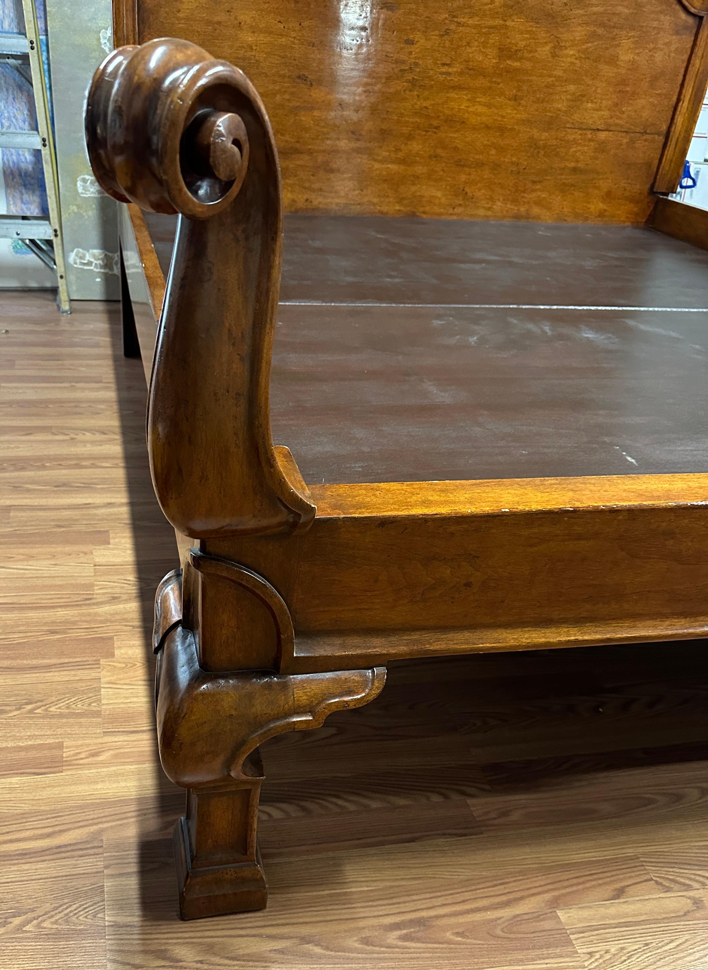 Michael Taylor Italian Carved Bed In Good Condition For Sale In Palm Springs, CA