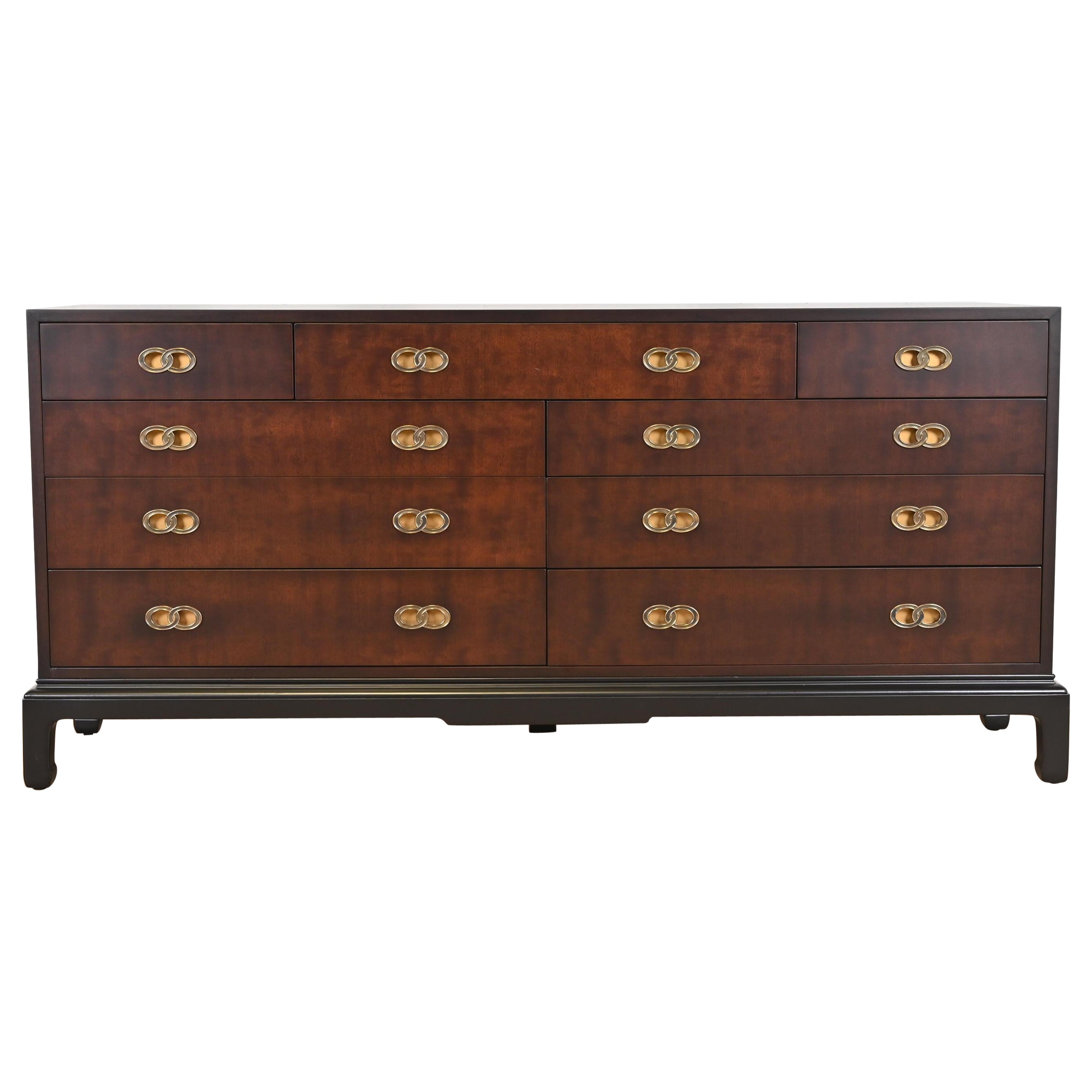 Michael Taylor Mid-Century Hollywood Regency Mahogany Dresser, Newly Refinished