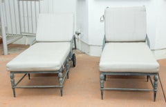 Montecito Outdoor Garden Chaise Lounge set of Two Michael Taylor Style