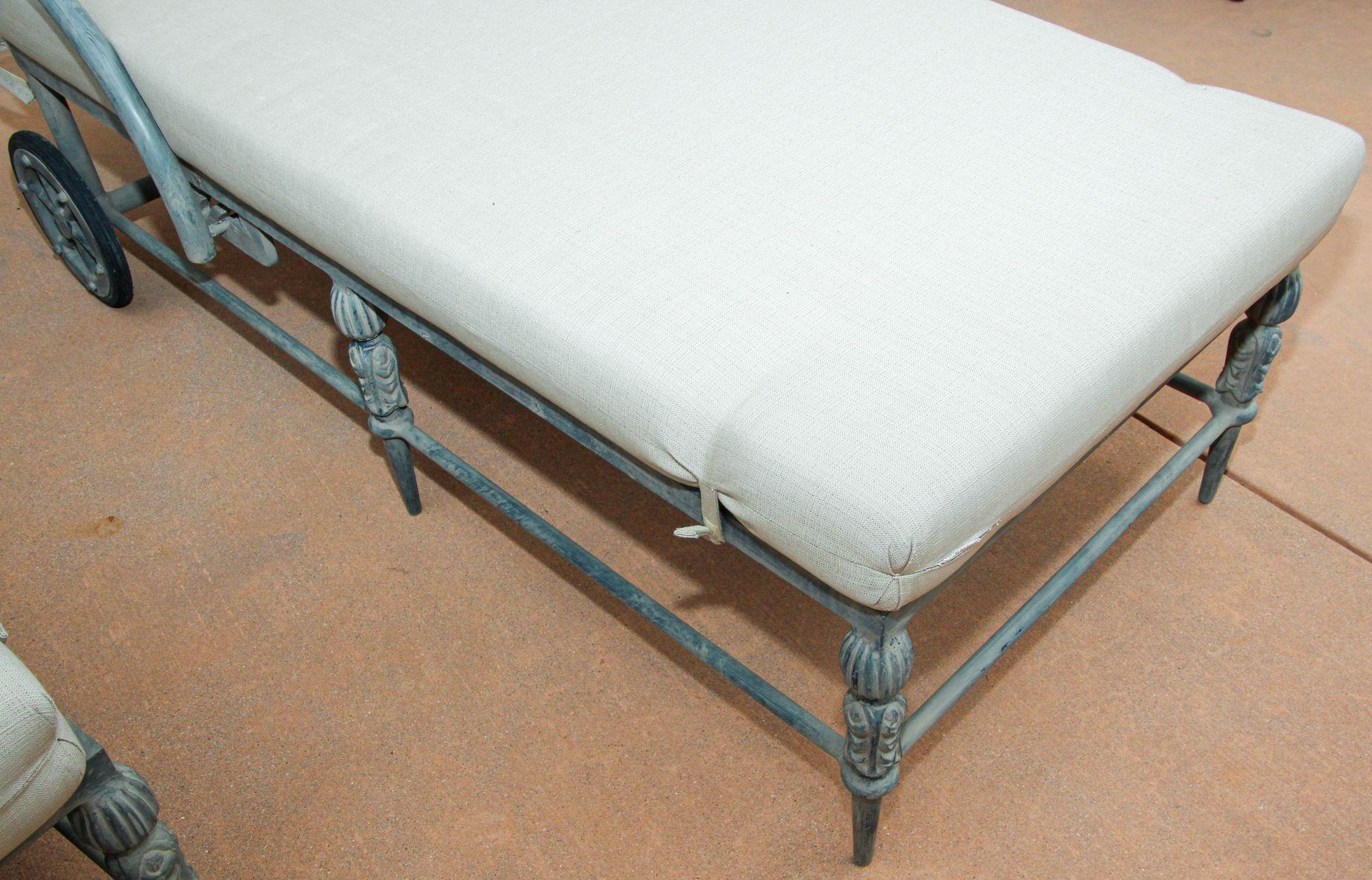20th Century Montecito Outdoor Garden Chaise Lounge set of Two Michael Taylor Style