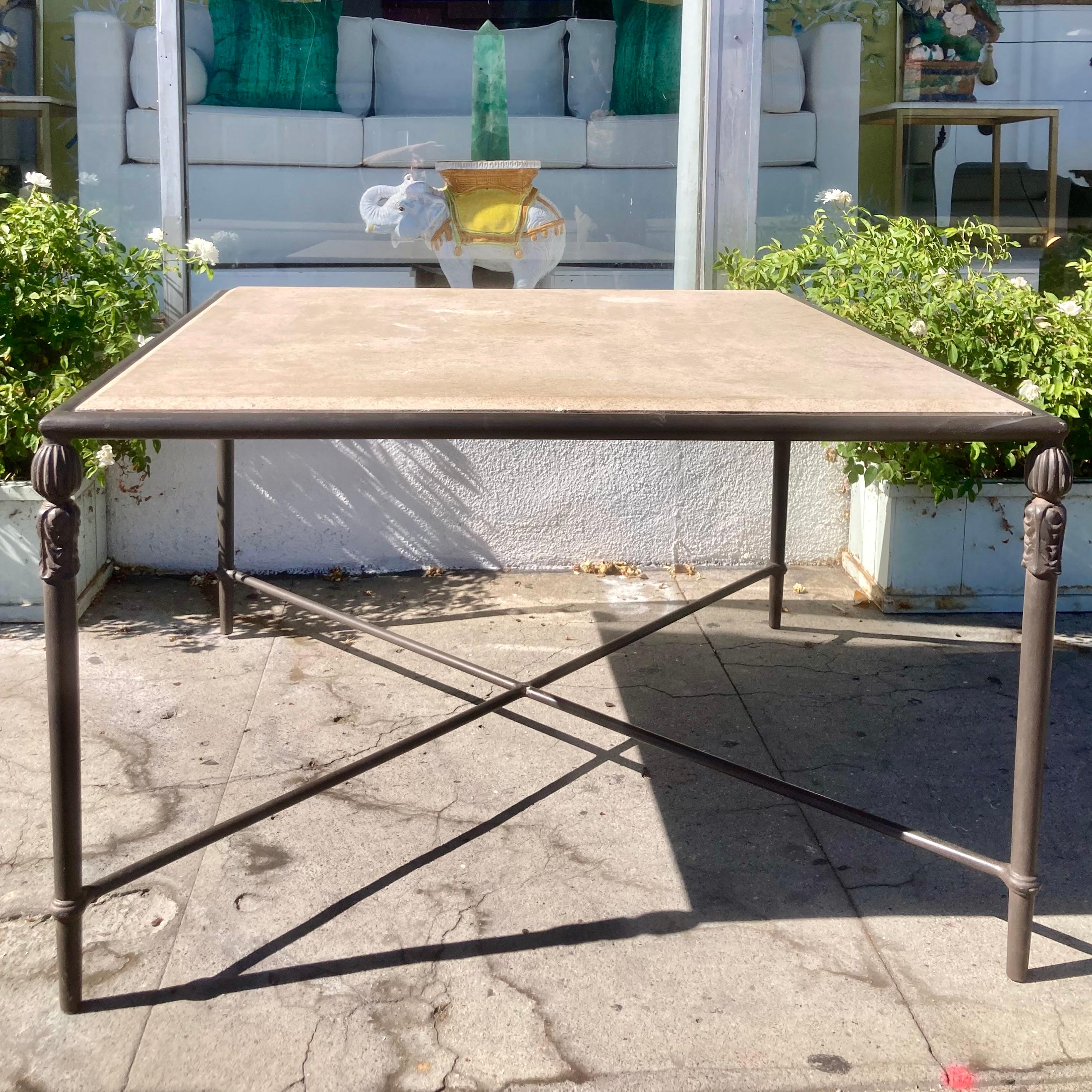 American Michael Taylor Montecito Patio Dining Table With Stone Top
