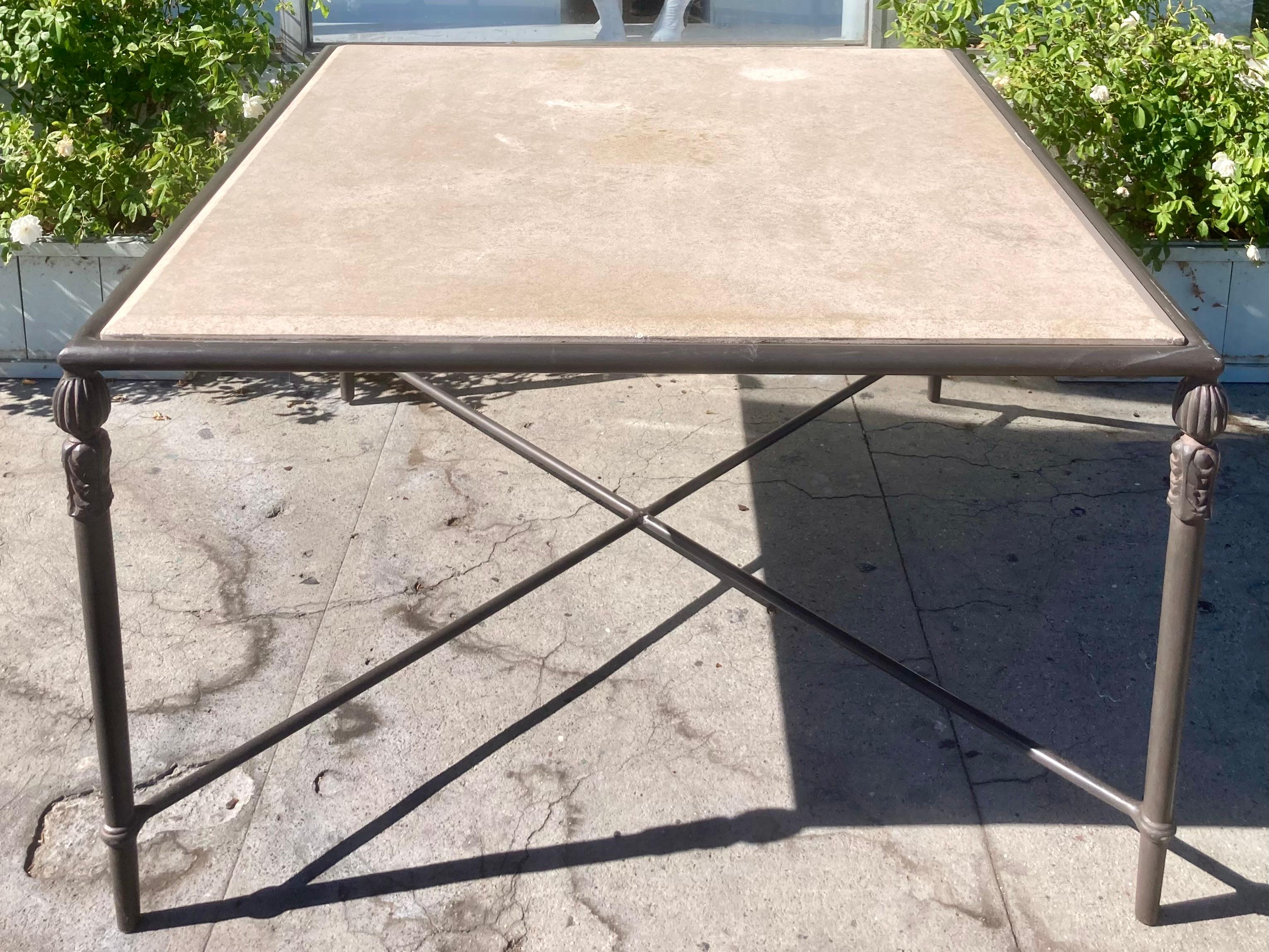 Metal Michael Taylor Montecito Patio Dining Table With Stone Top