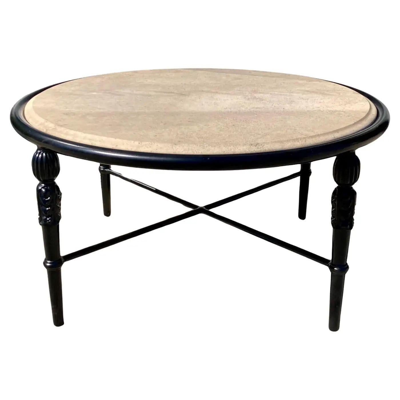 Michael Taylor Montecito Round Coffee Table Outdoor Indoor Cocktail Table With Stone Top.
Icónica Mesa de centro redonda para patio Michael Taylor Montecito con tapa de piedra, fabricada en aluminio macizo para uso en exteriores con un acabado negro