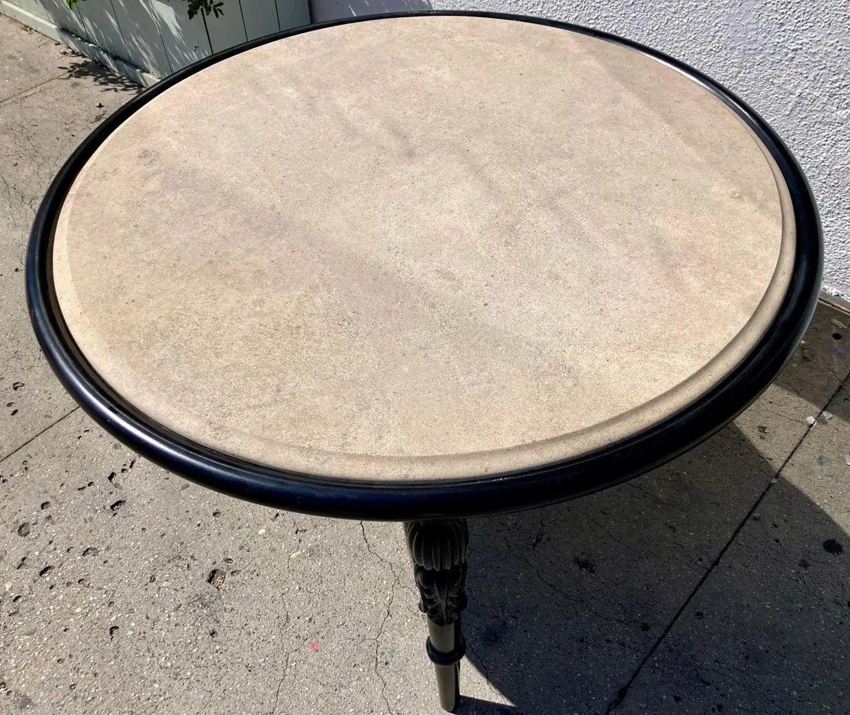 Michael Taylor Mesa de centro redonda para exterior e interior Montecito Patio con tapa de piedra Estadounidense en venta