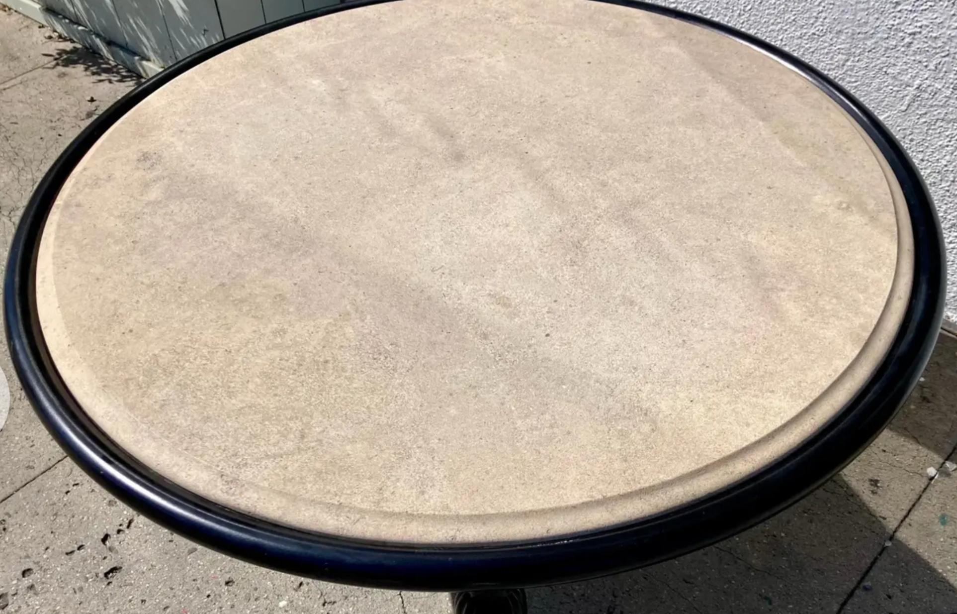 Art Deco Michael Taylor Montecito Round Cocktail Table With Stone Top