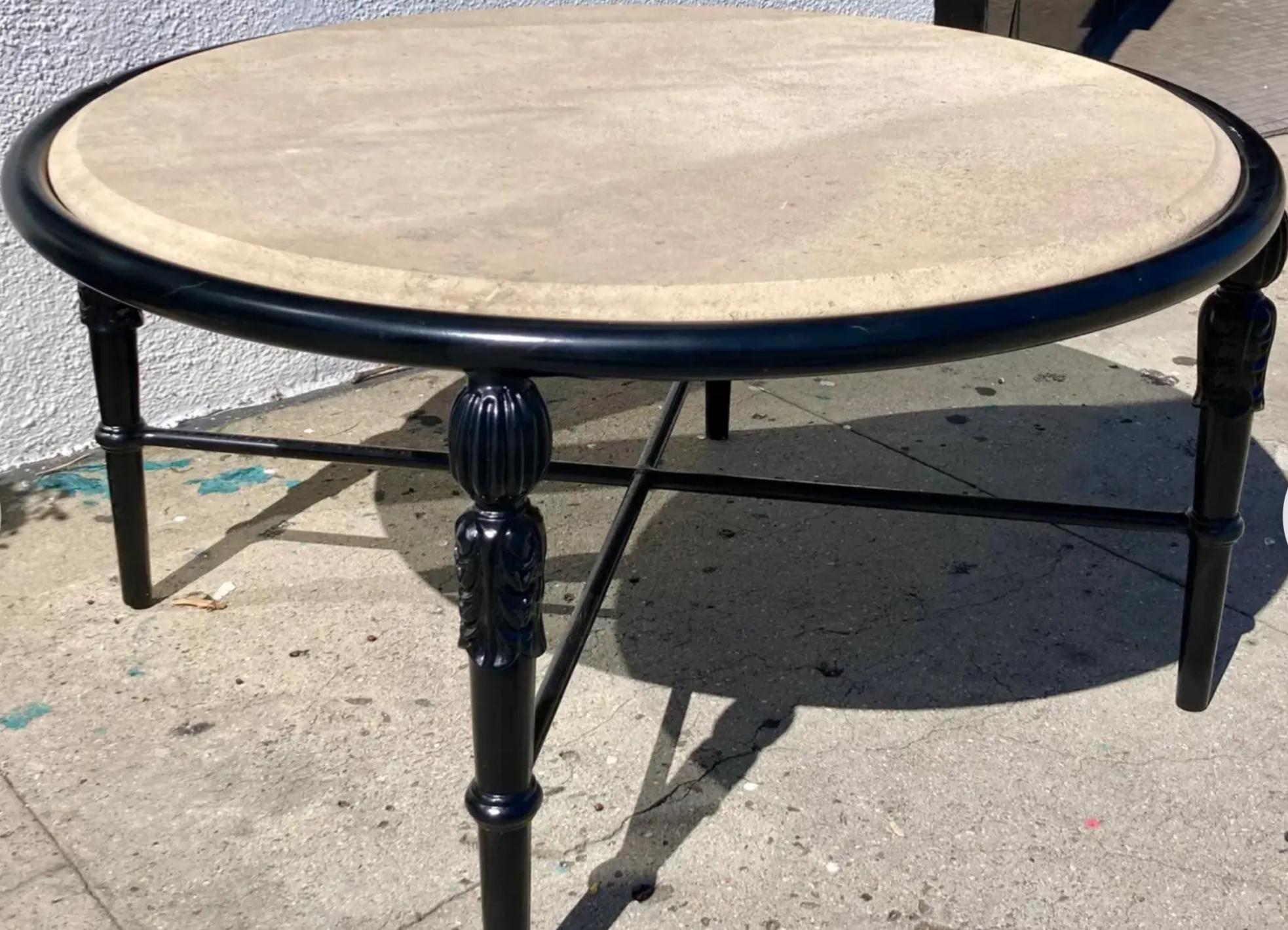 American Michael Taylor Montecito Round Cocktail Table With Stone Top