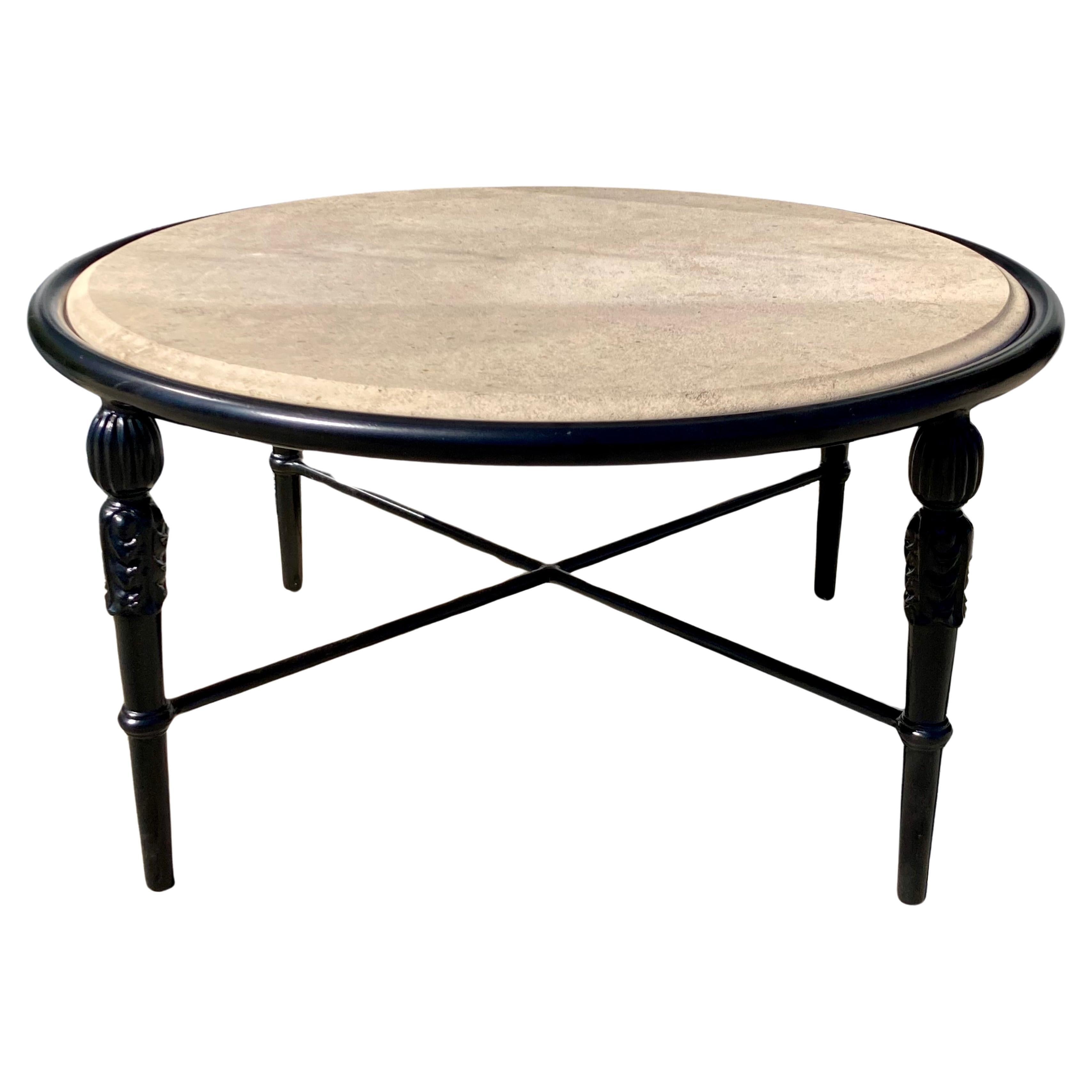 Michael Taylor Montecito Round Patio Coffee Table With Stone Top