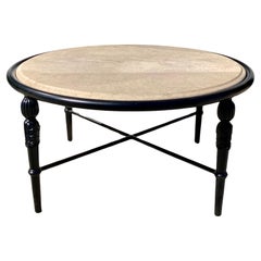 Table basse ronde de patio Montecito avec plateau en pierre Michael Taylor