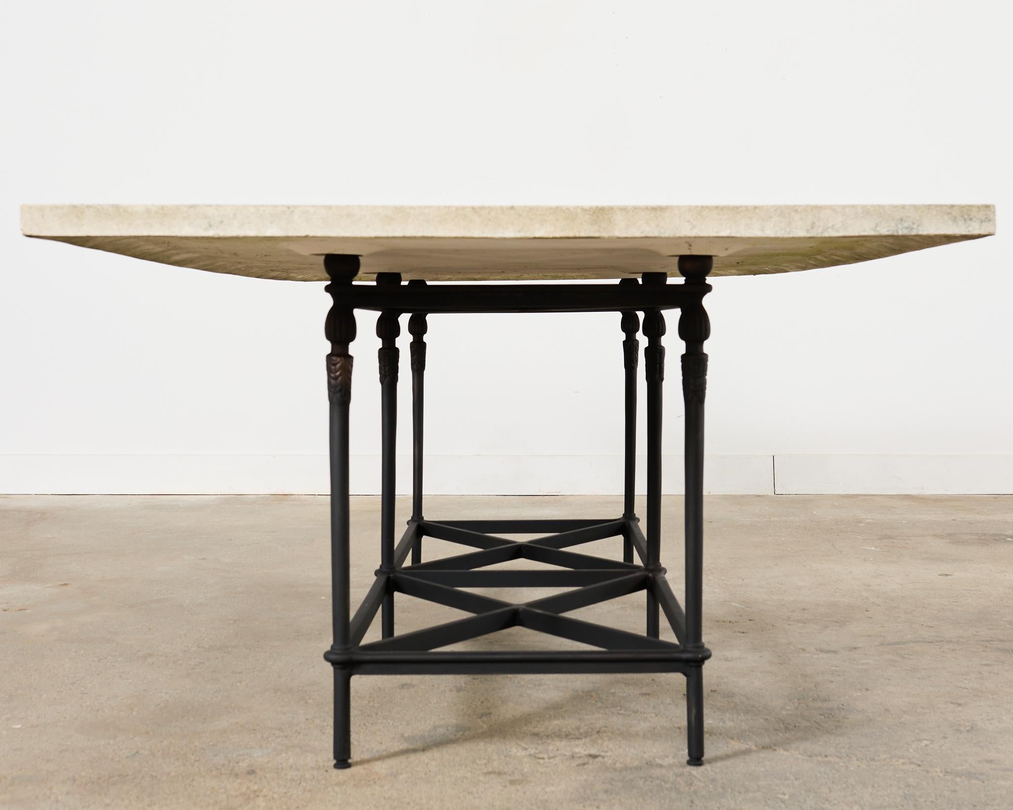 Cast Michael Taylor Montecito Stone Top Garden Dining Table  For Sale