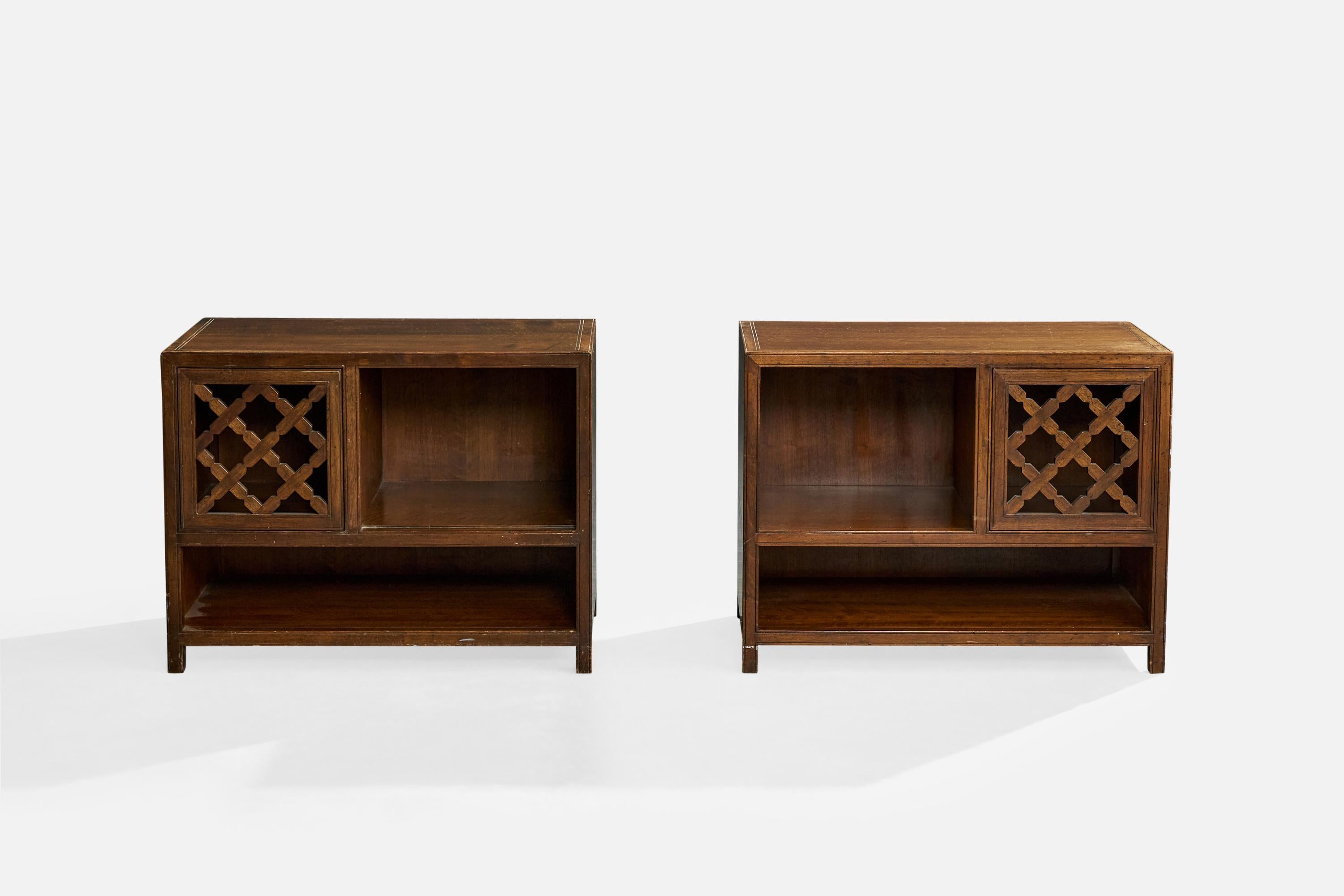 Mid-Century moderno Michael Taylor, Nightstands, Mahogany, USA, 1960s in vendita