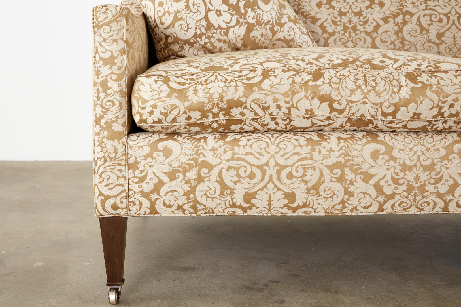 Michael Taylor Settee with Fortuny Glicine Style Upholstery 2