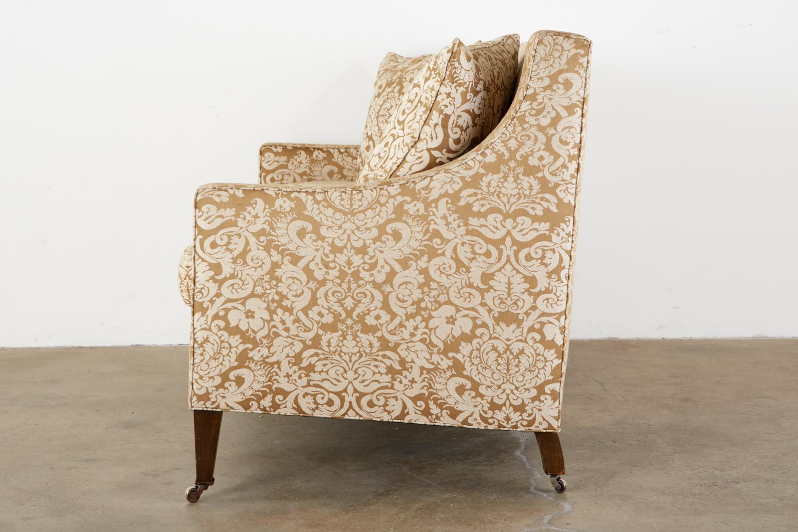 American Michael Taylor Settee with Fortuny Glicine Style Upholstery