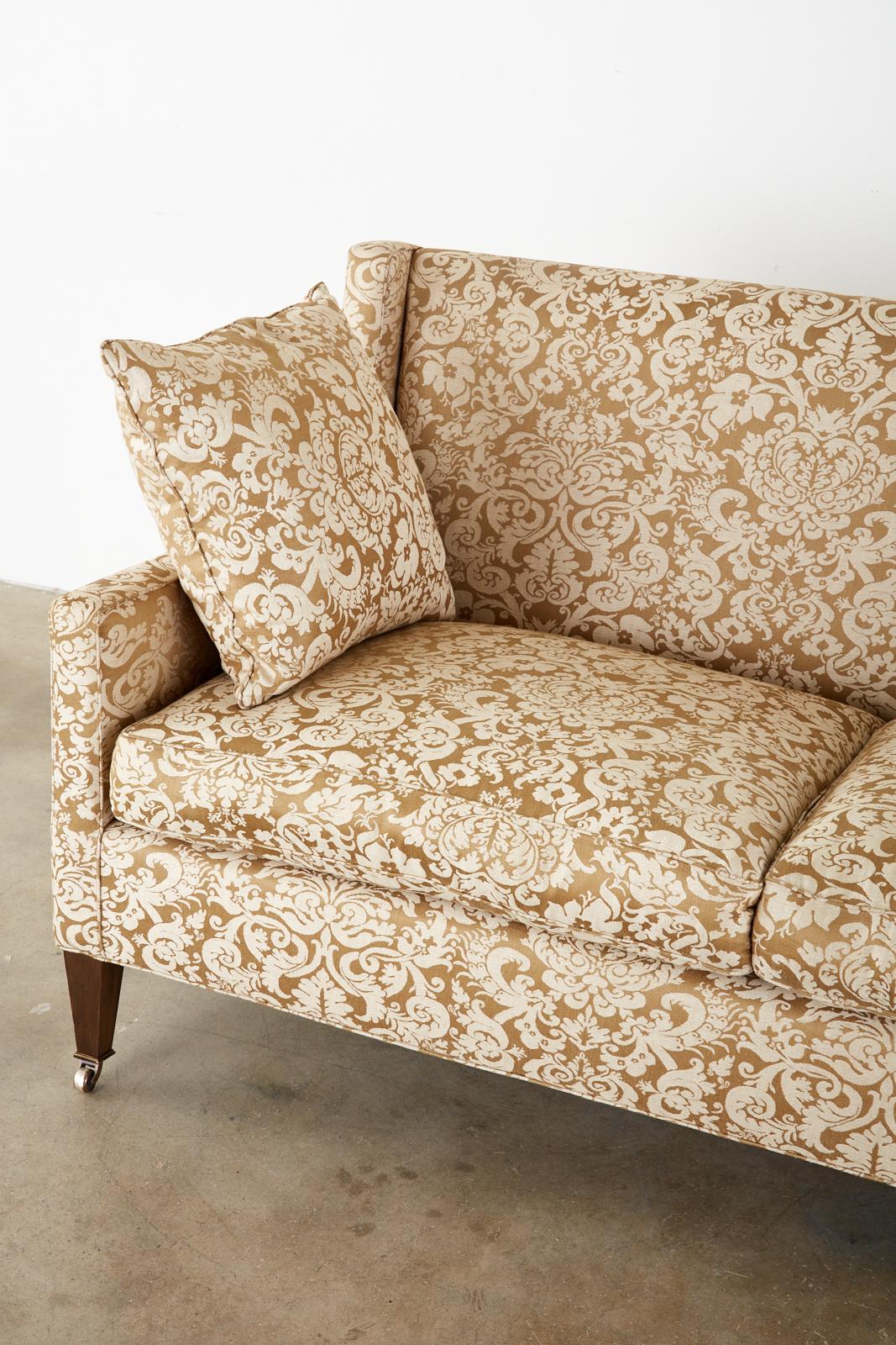 20th Century Michael Taylor Settee with Fortuny Glicine Style Upholstery