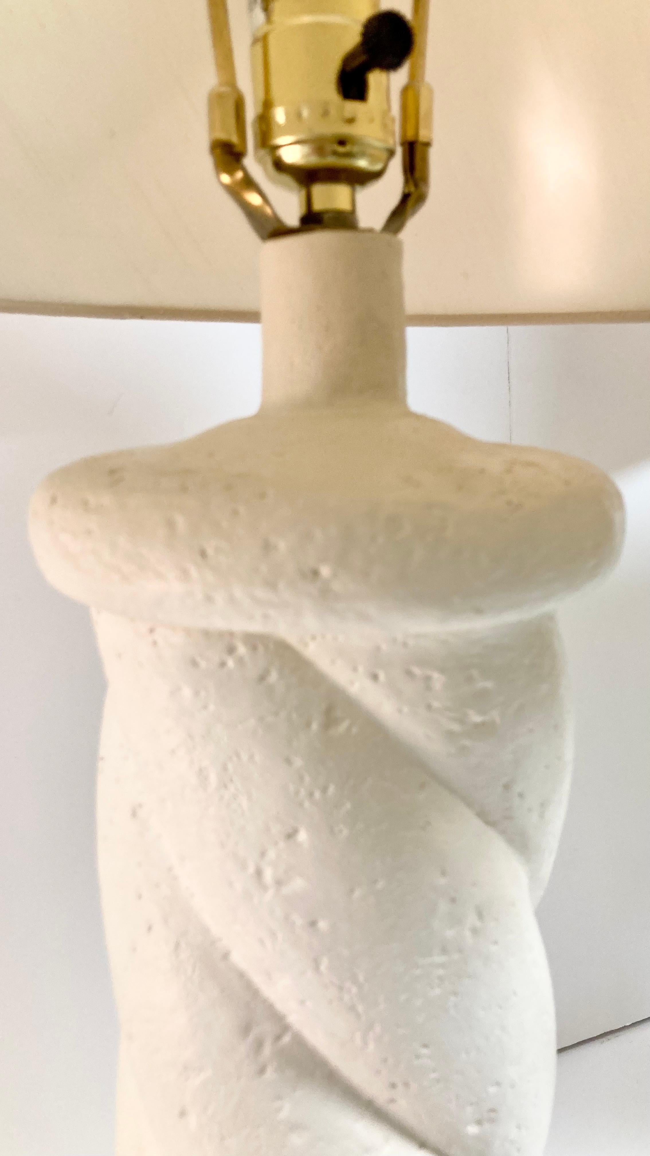 Michael Taylor Style Cast Stone Column Table Lamps, a Pair For Sale 4