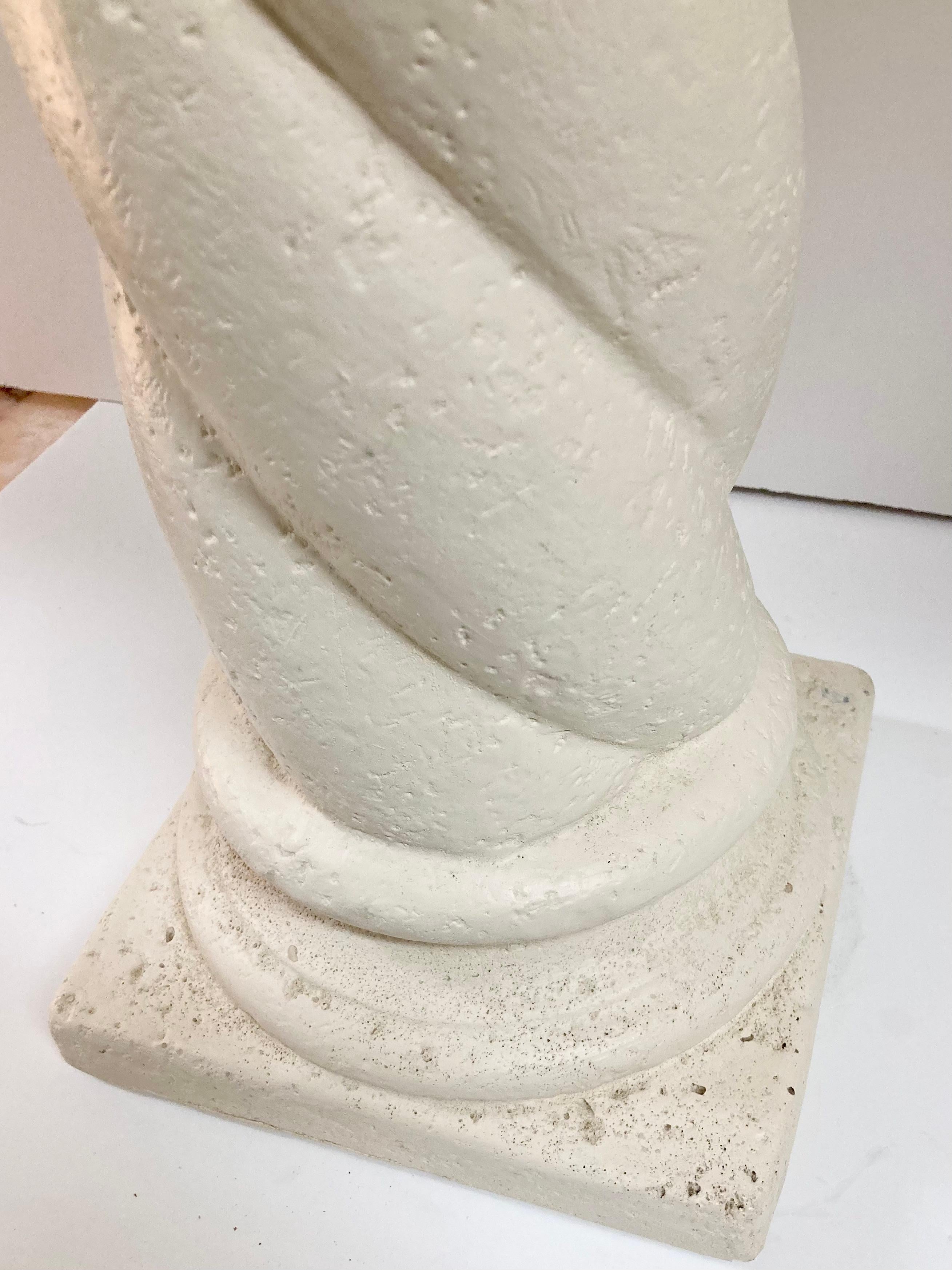 Michael Taylor Style Cast Stone Column Table Lamps, a Pair For Sale 5