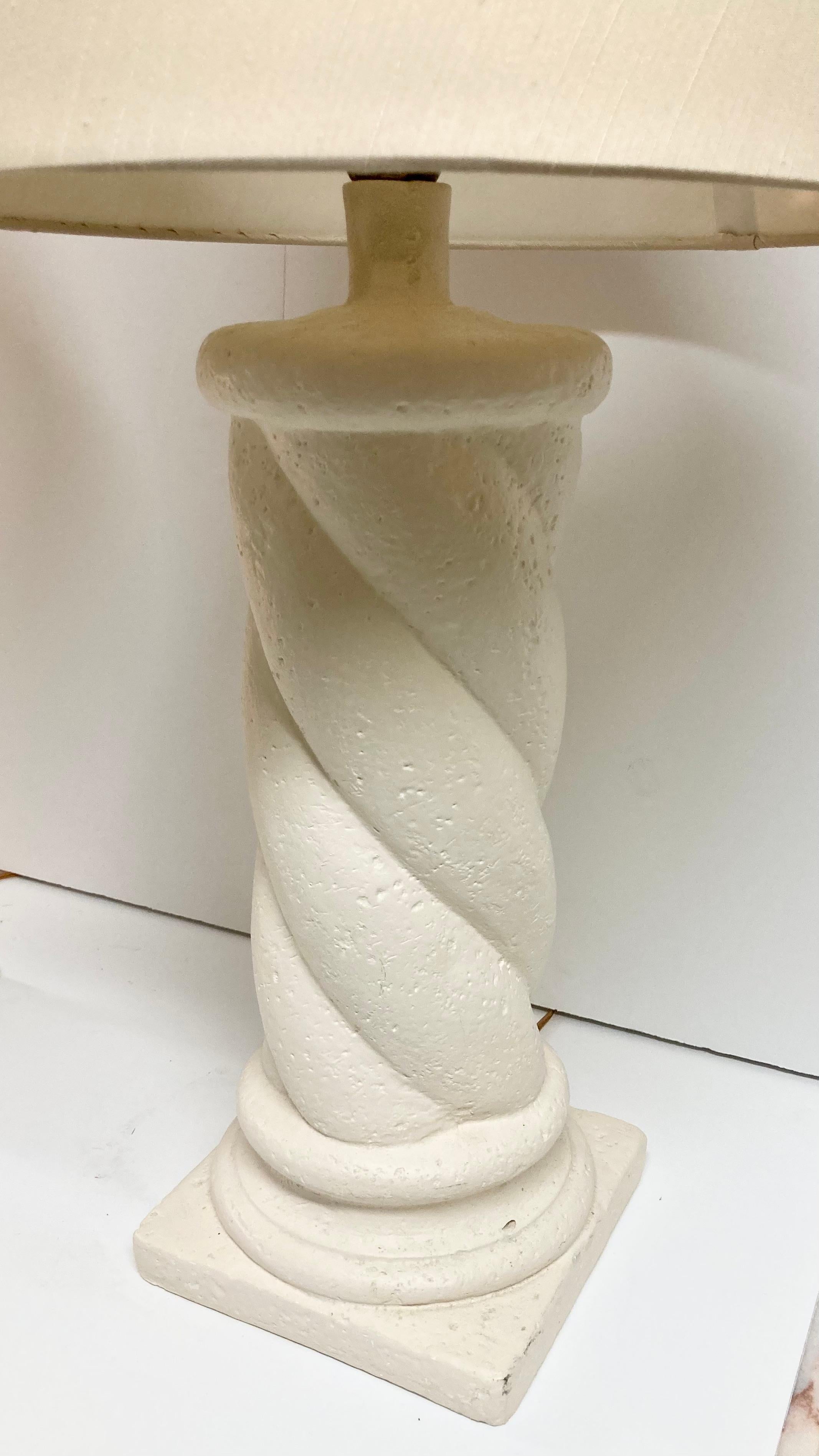 Michael Taylor Style Cast Stone Column Table Lamps, a Pair For Sale 7