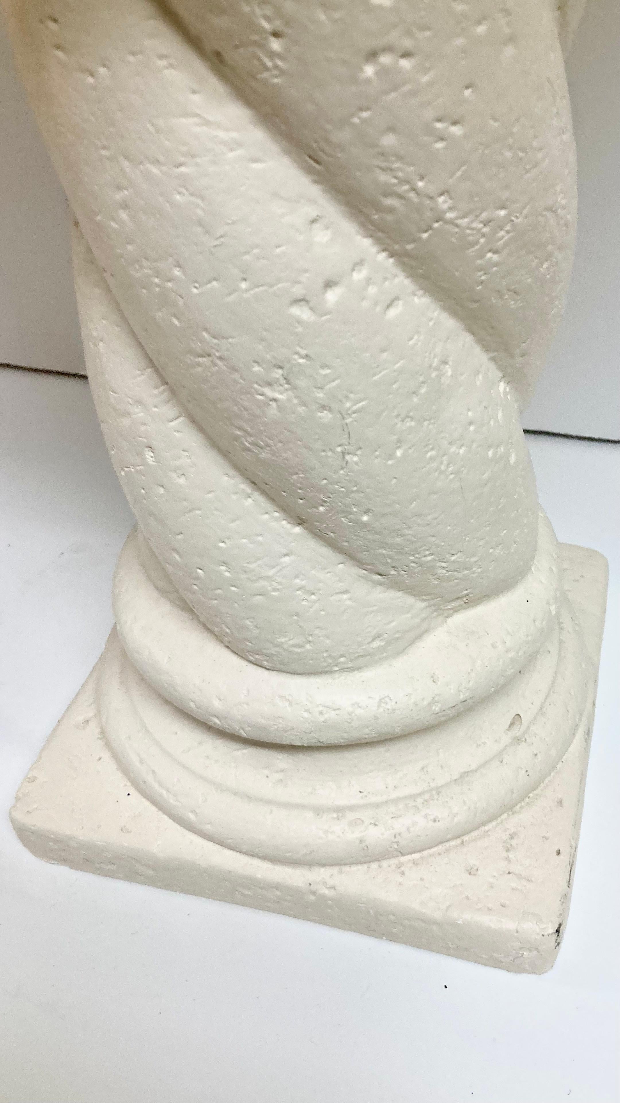 Michael Taylor Style Cast Stone Column Table Lamps, a Pair For Sale 8