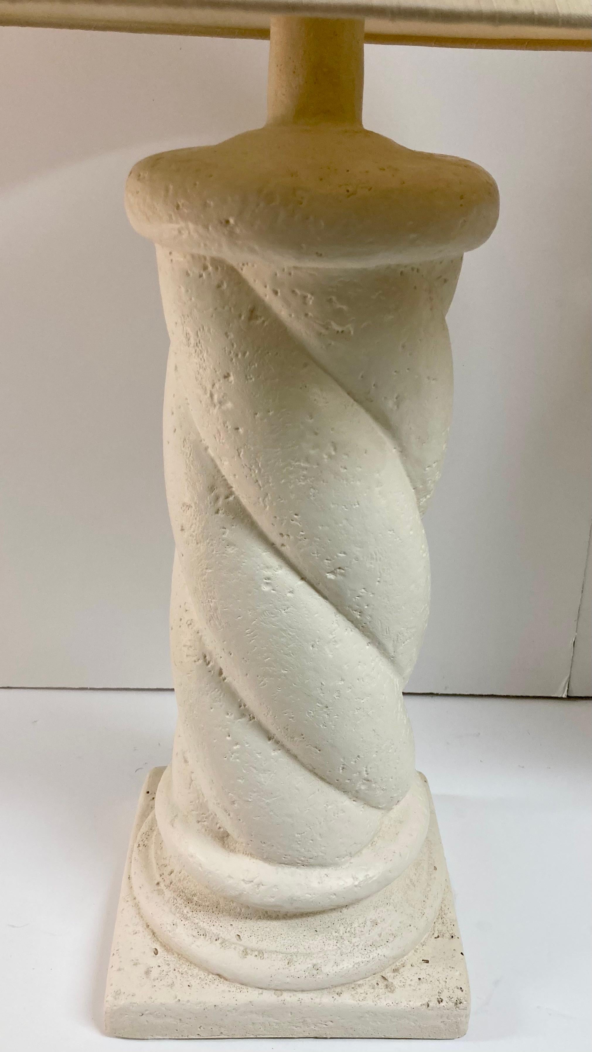 Michael Taylor Style Cast Stone Column Table Lamps, a Pair For Sale 2