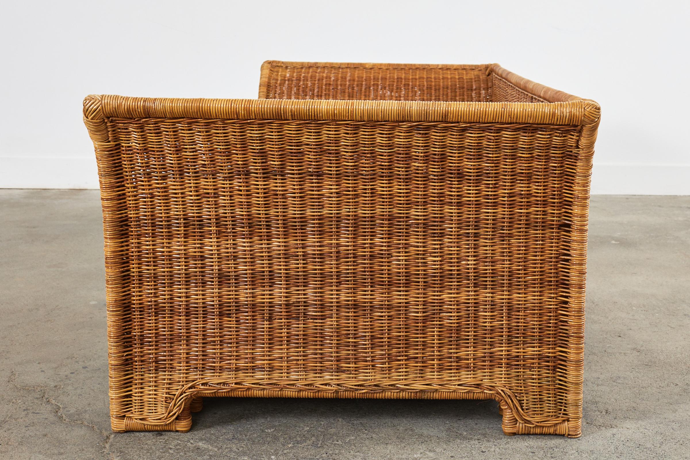 Michael Taylor Style Organic Modern Flared Wicker Sofa 3