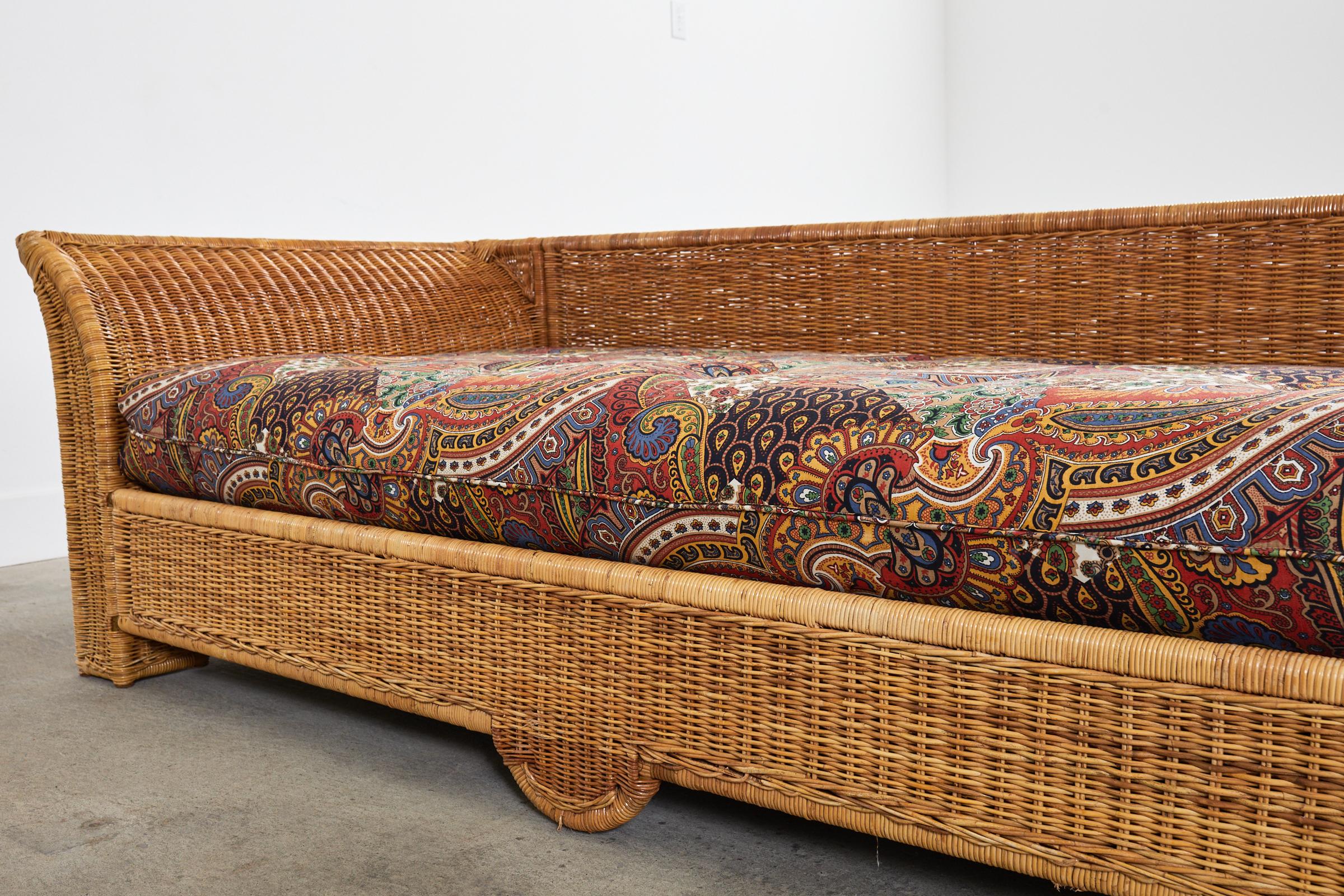 Michael Taylor Style Organic Modern Flared Wicker Sofa 8