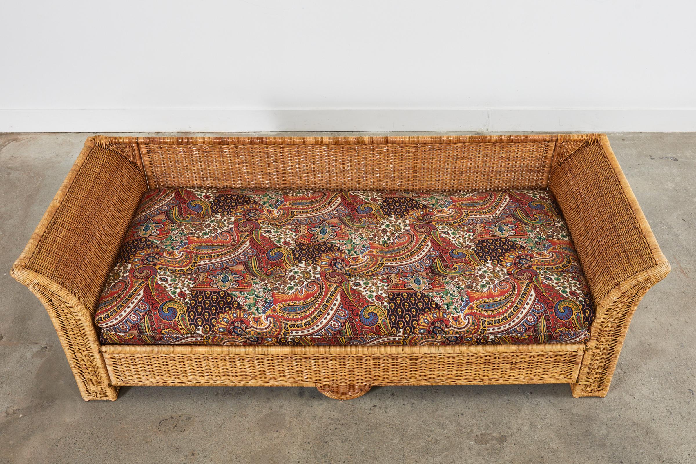 20th Century Michael Taylor Style Organic Modern Flared Wicker Sofa