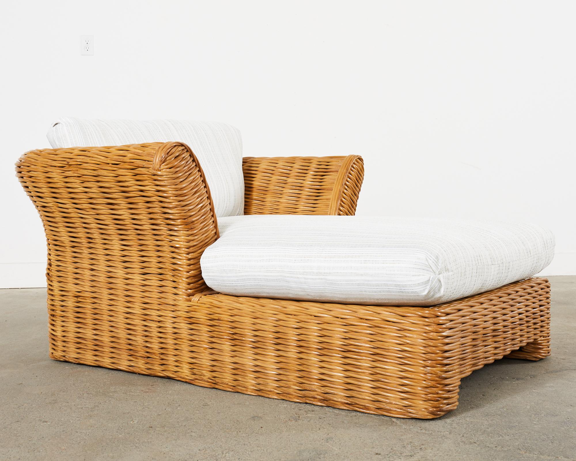 Michael Taylor Style Organic Modern Rattan Chaise Longue For Sale 4