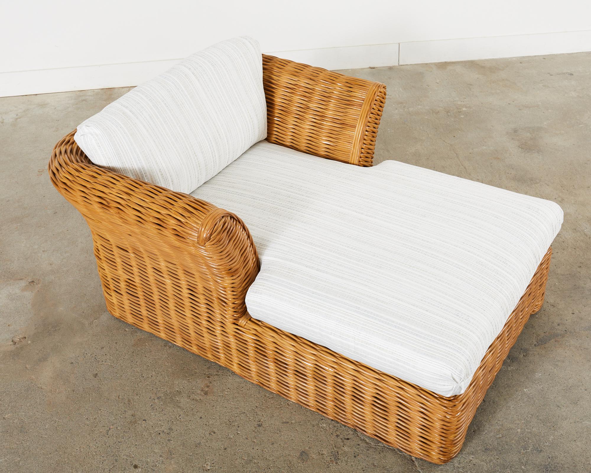 Michael Taylor Style Organic Modern Rattan Chaise Longue For Sale 5
