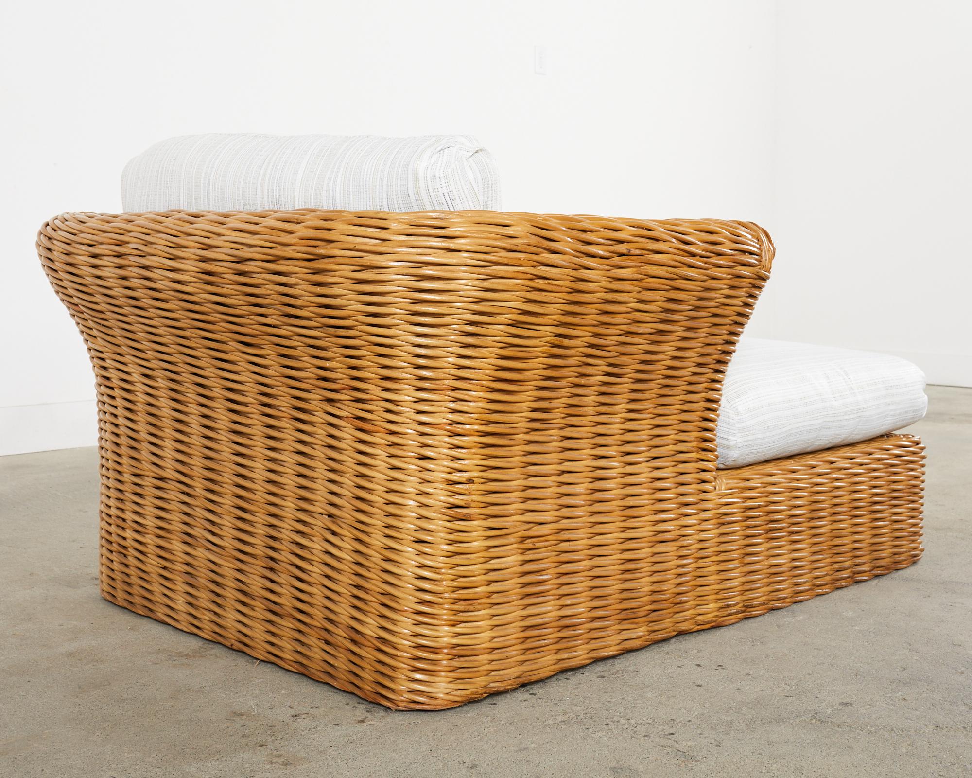 Michael Taylor Style Organic Modern Rattan Chaise Longue For Sale 7