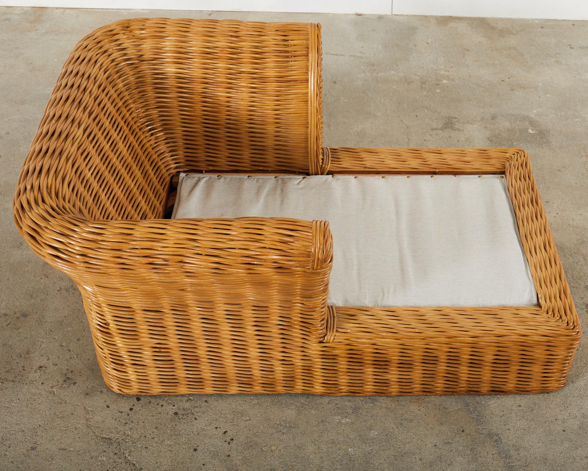 Michael Taylor Style Organic Modern Rattan Chaise Longue For Sale 10