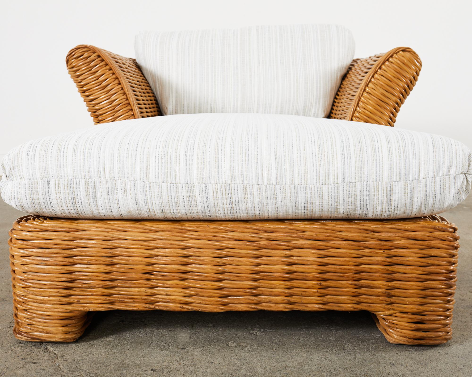 20th Century Michael Taylor Style Organic Modern Rattan Chaise Longue For Sale